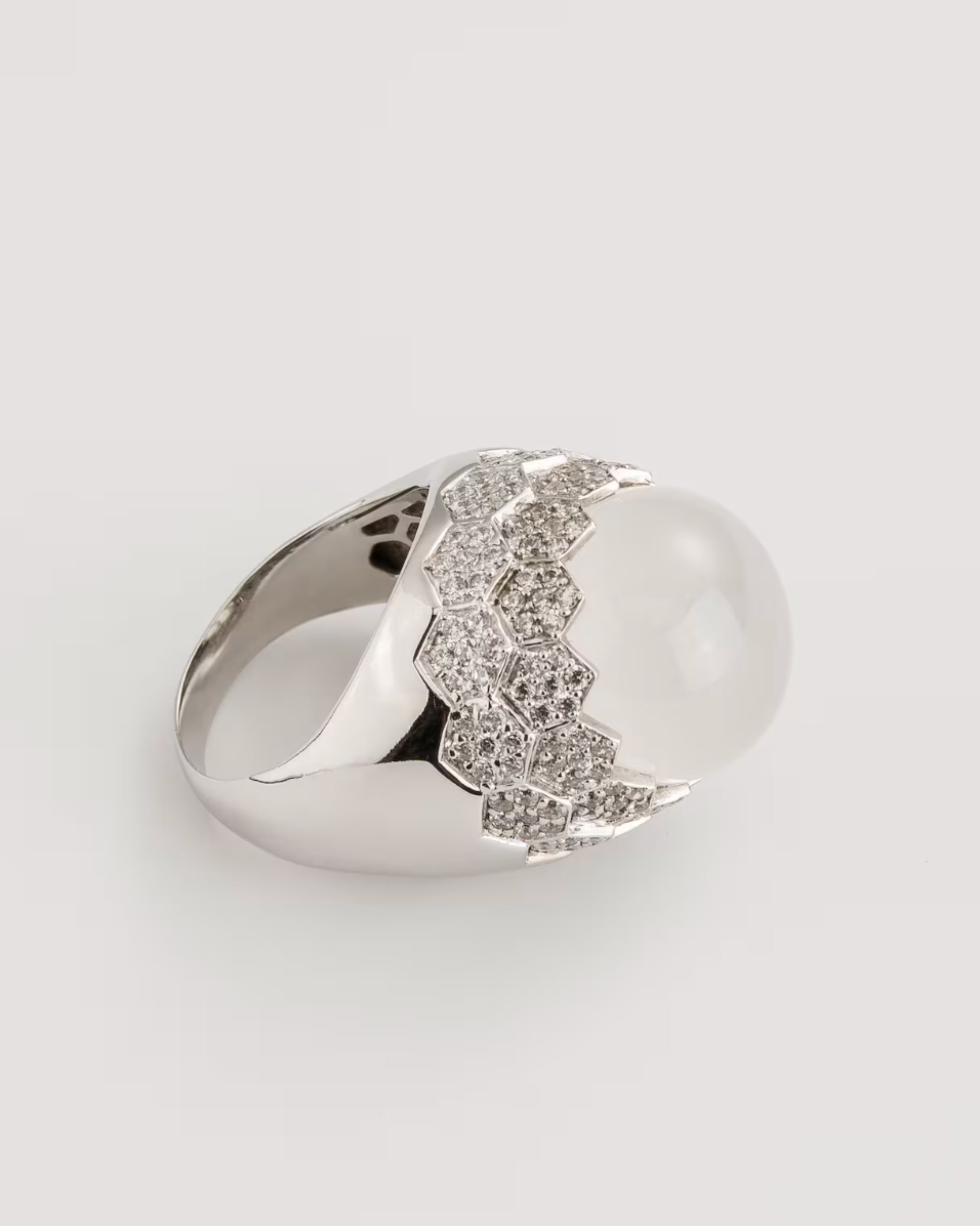 Ethereal White Moonstone Filigree Ring