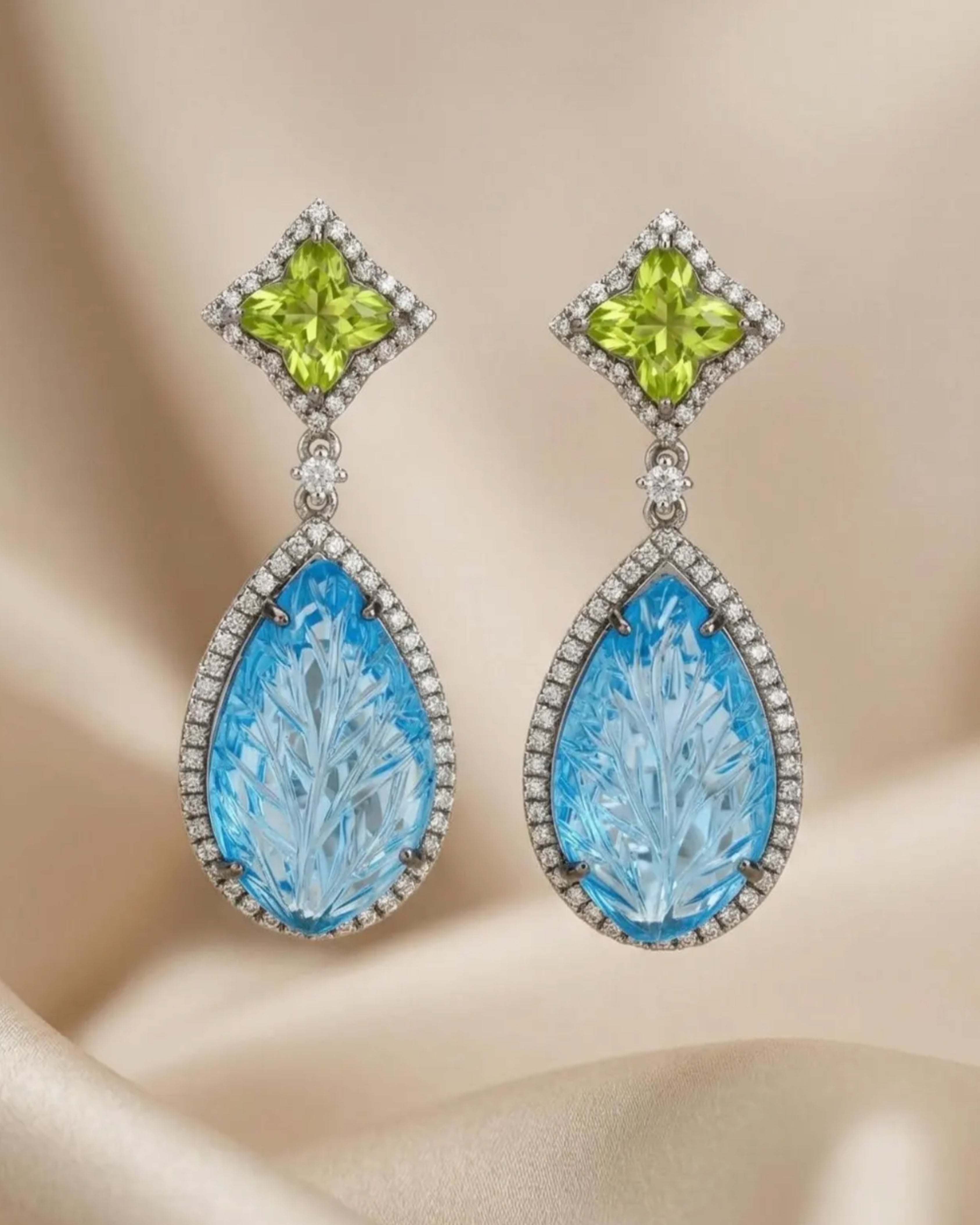 Swiss Blue Topaz & Peridot Silver Earrings