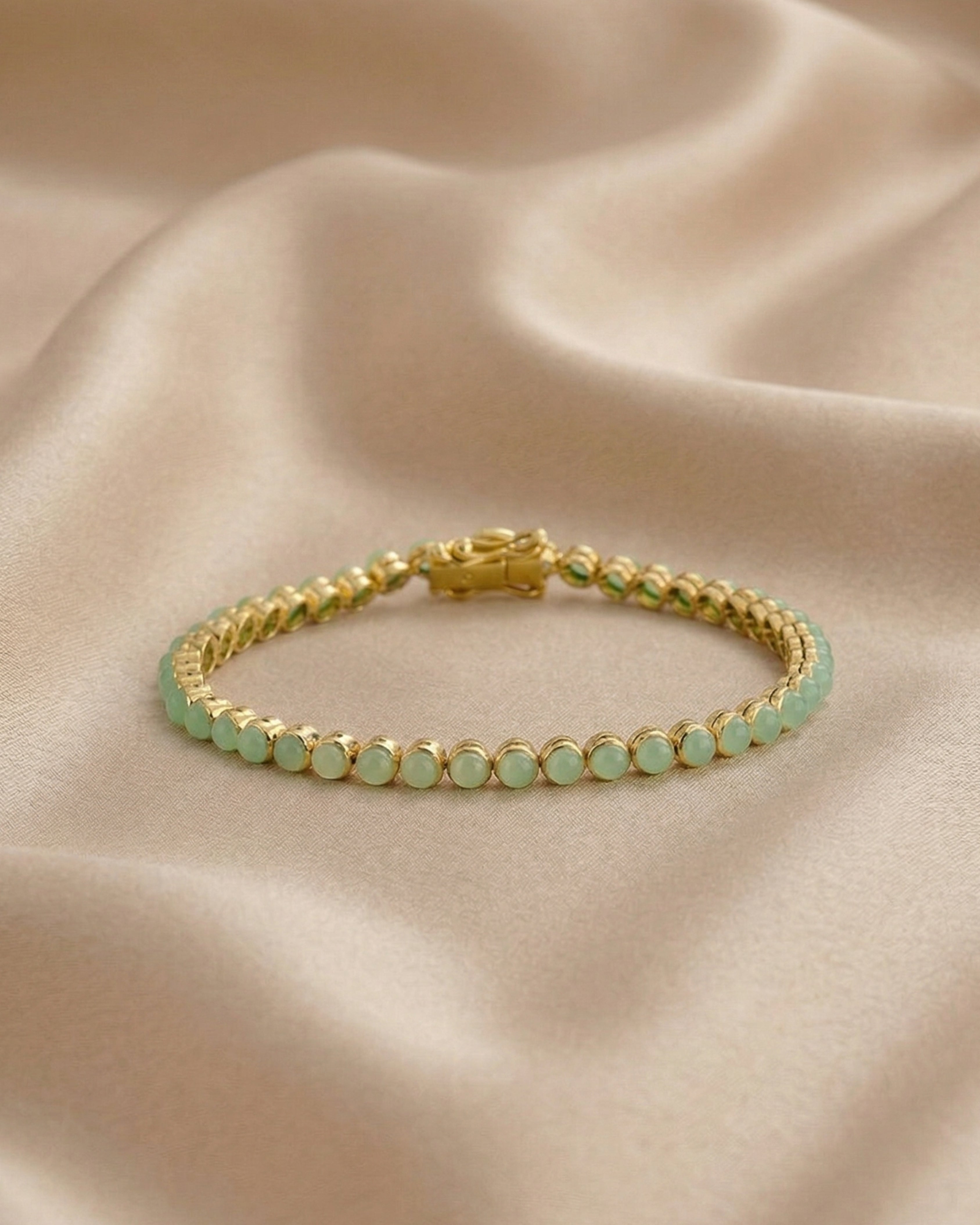 Chrysoprase Gold Plated Tennis Bracelet