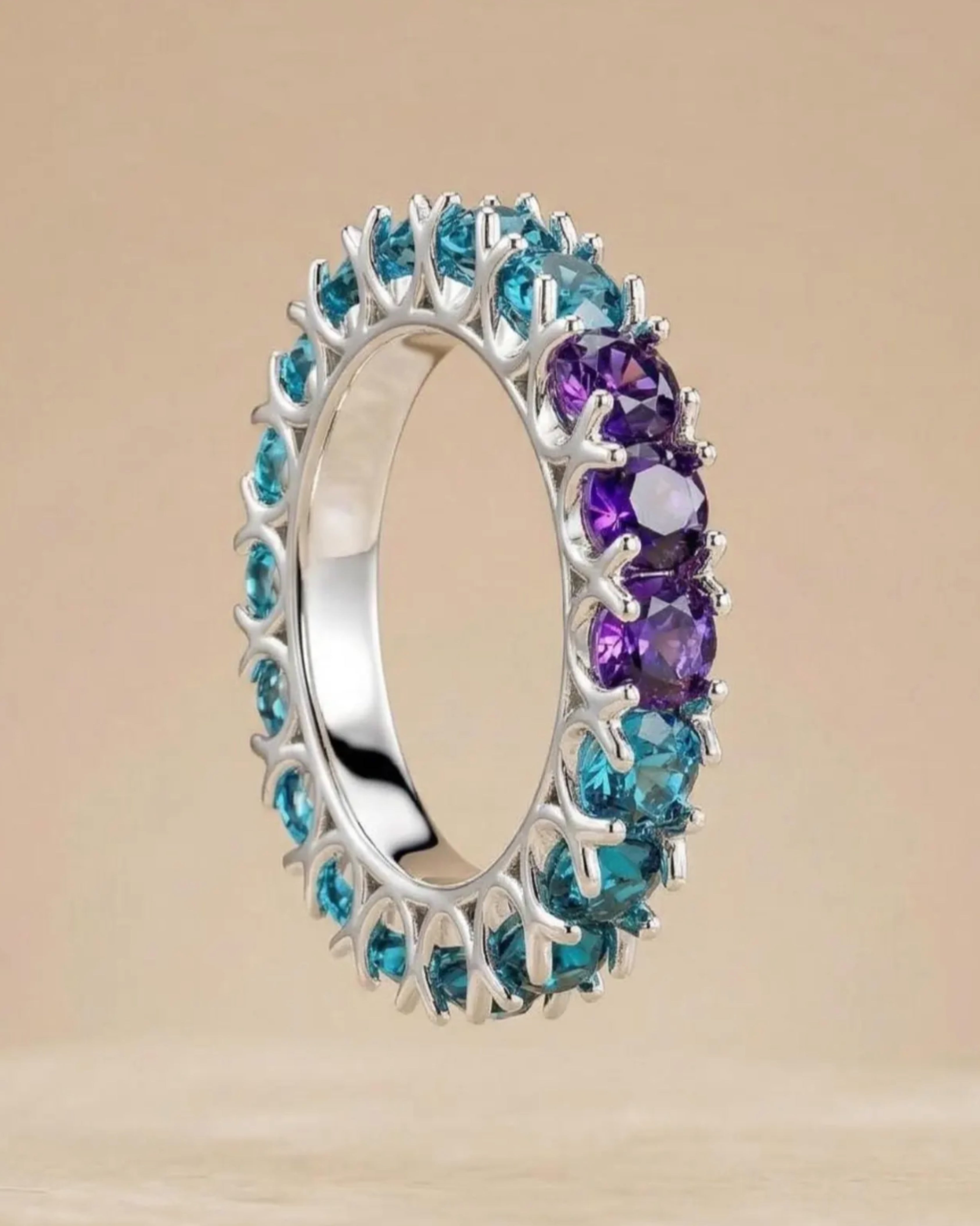 London Blue Topaz & Amethyst Eternity Band