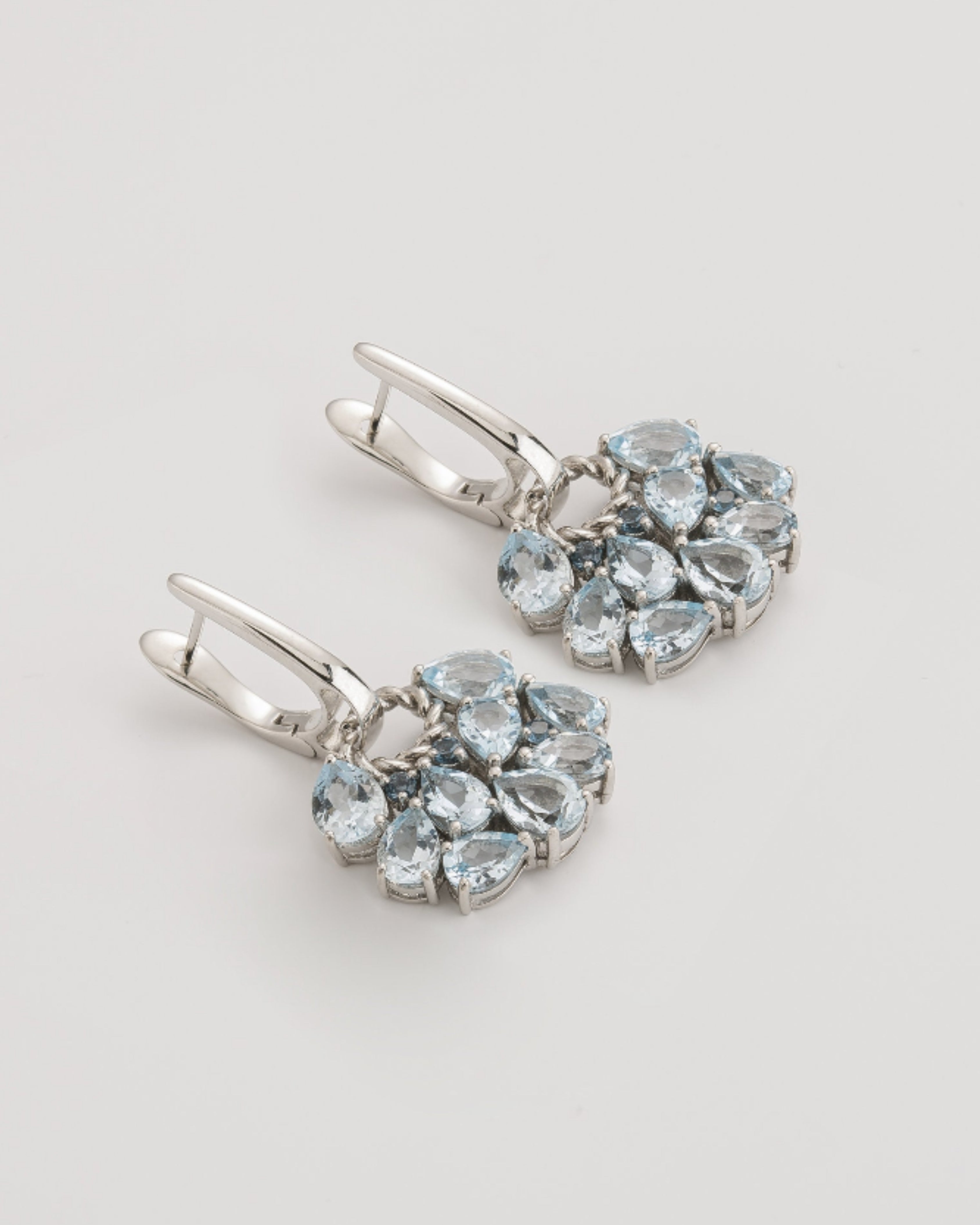 Sky & London Blue Topaz Floral Hoops