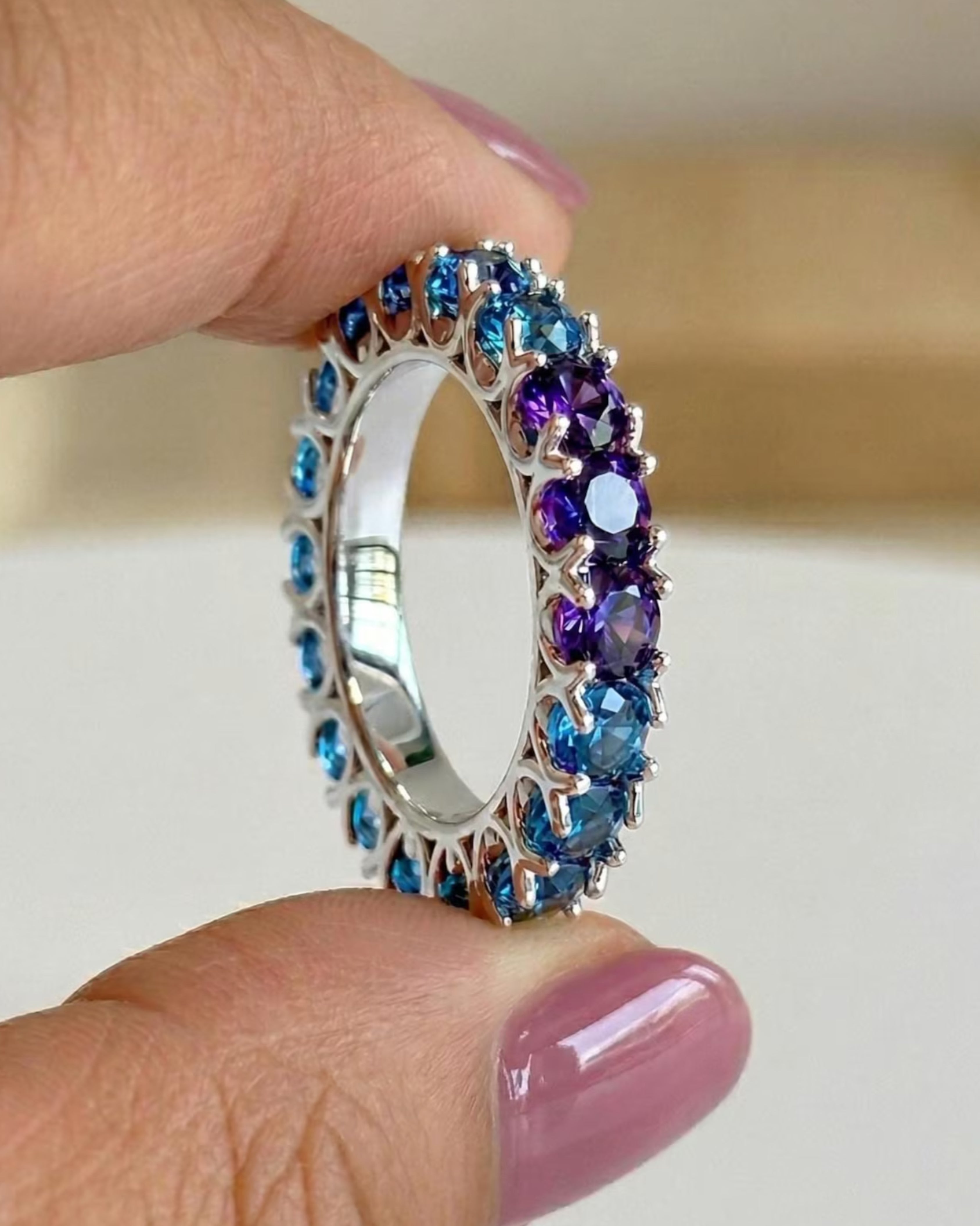 London Blue Topaz & Amethyst Eternity Band