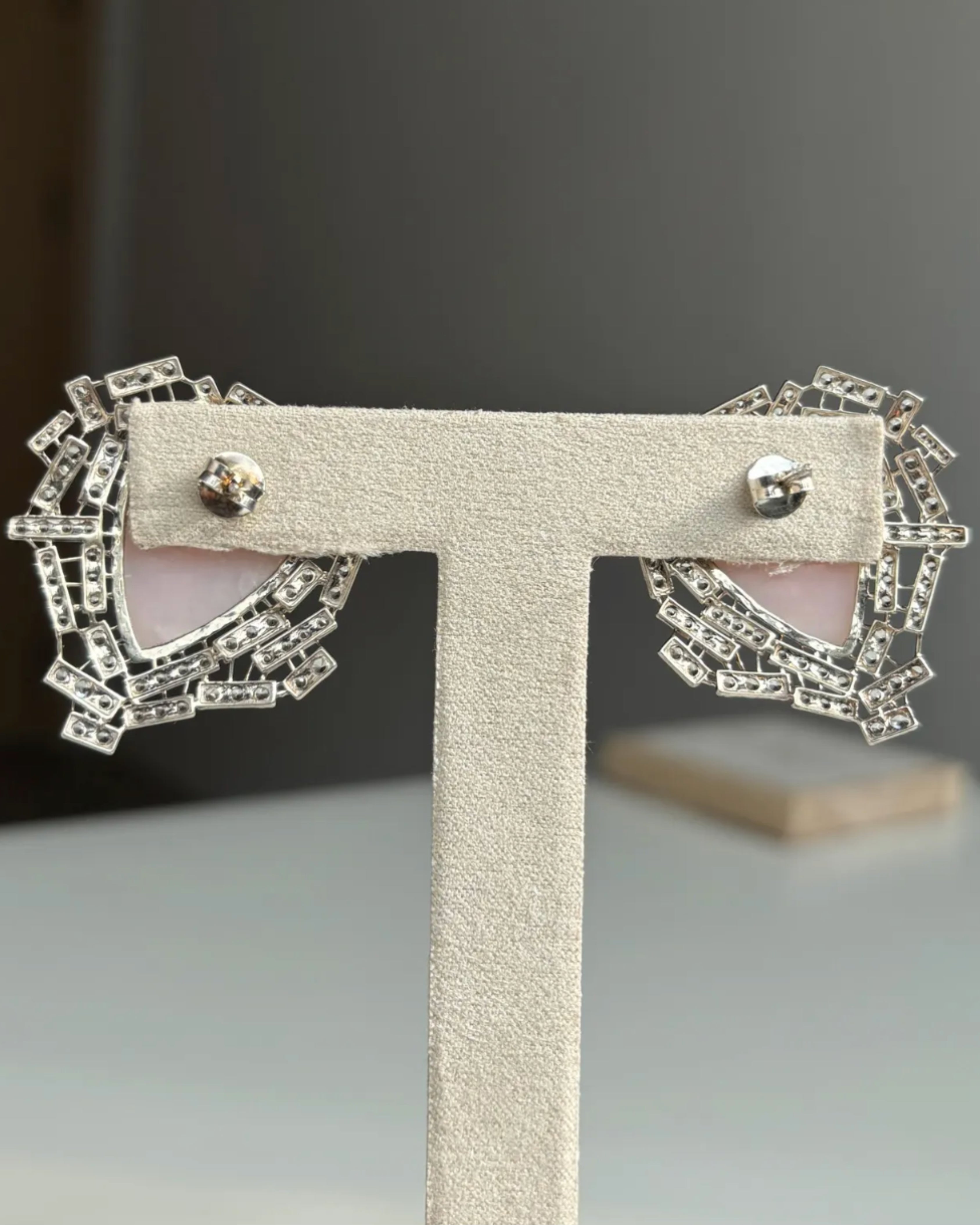 Romantic Pink Opal & White Topaz Earrings