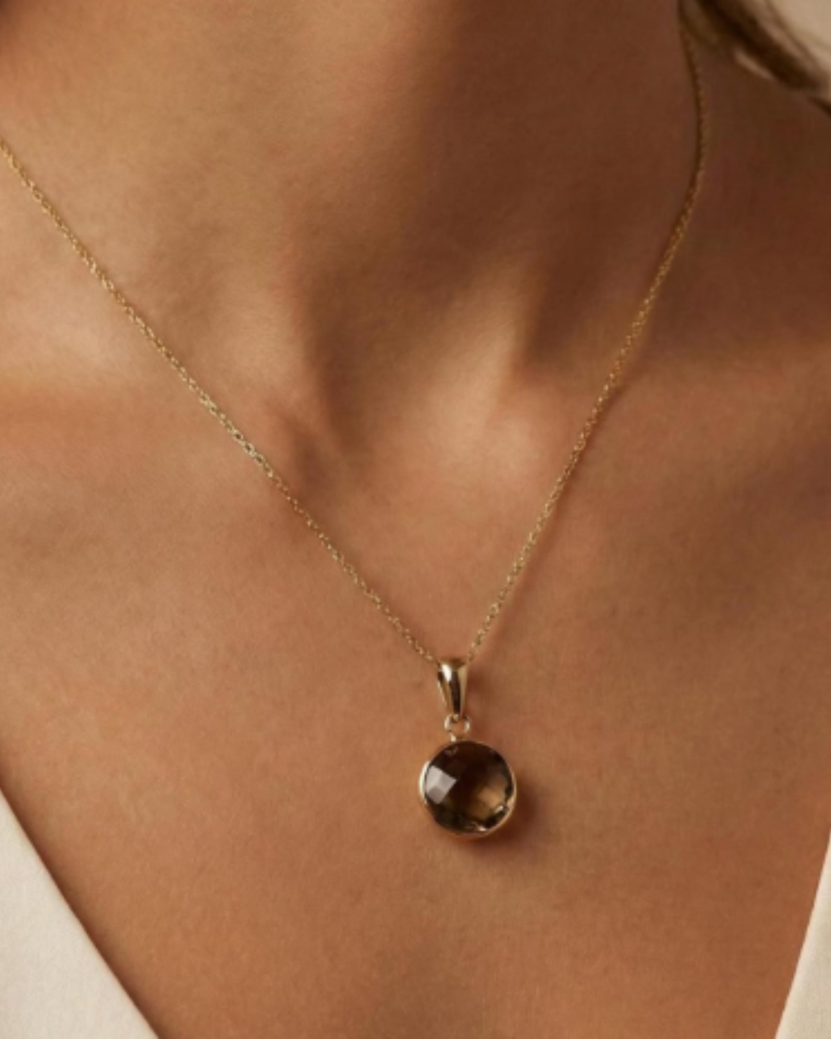 Classic Smoky Quartz Silver Necklace