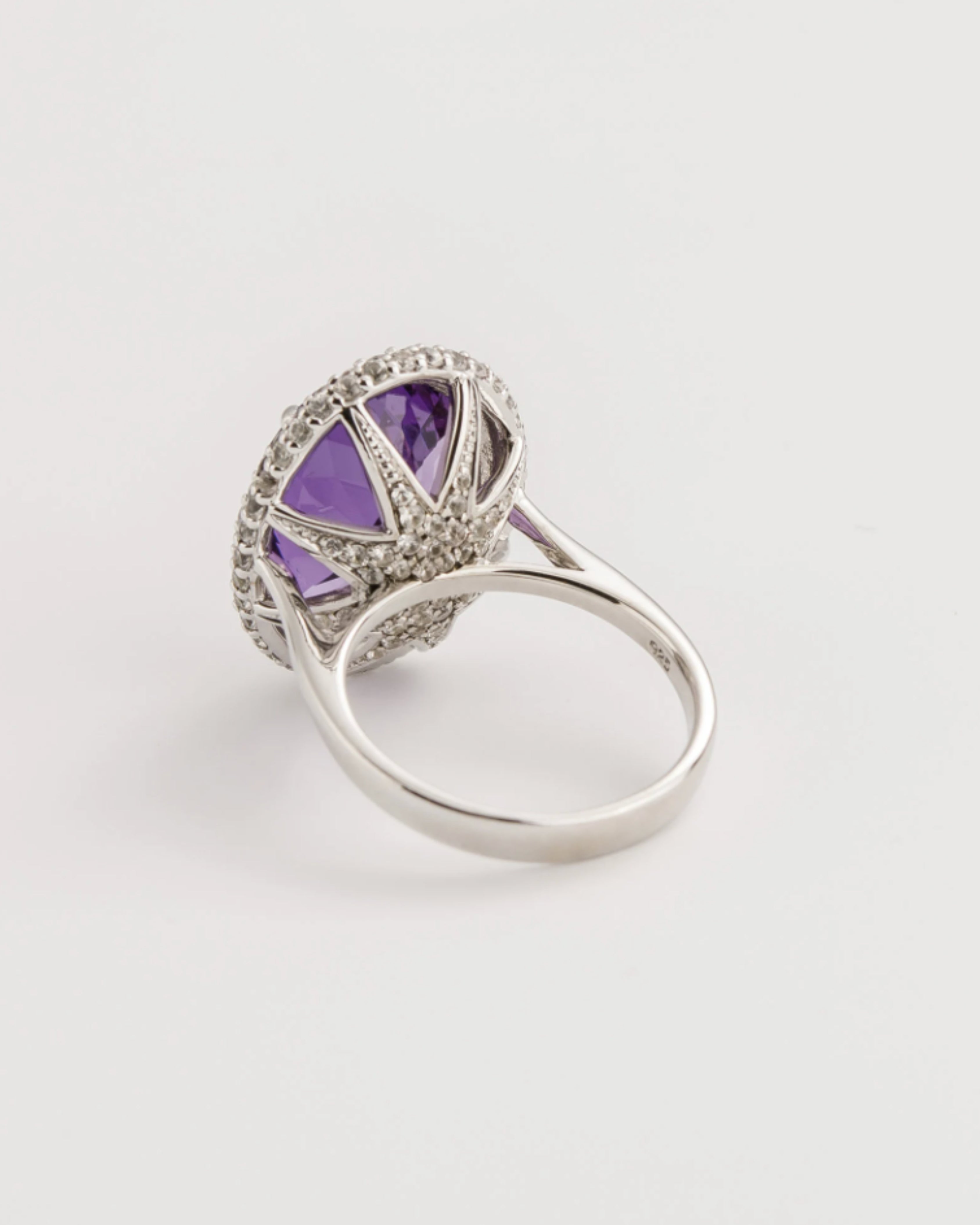 Royal Amethyst & White Topaz Crown Ring