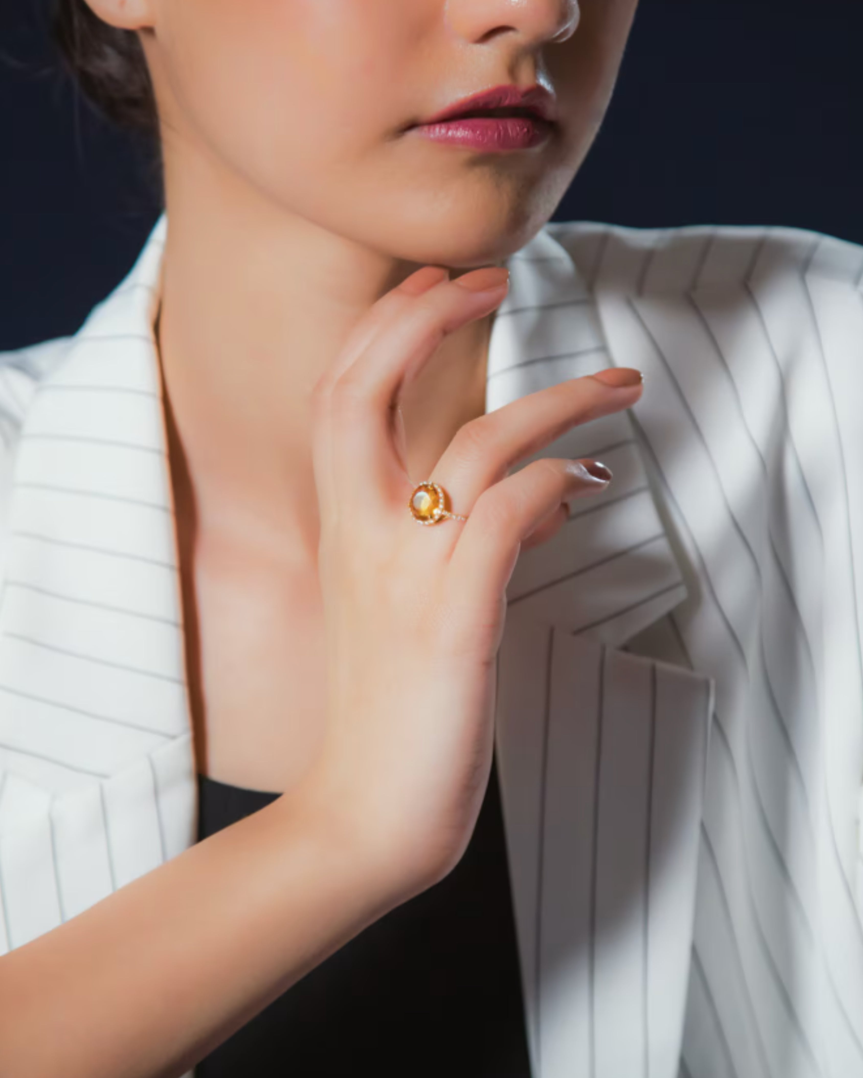 Radiant Citrine & Diamond Gold Plated Ring