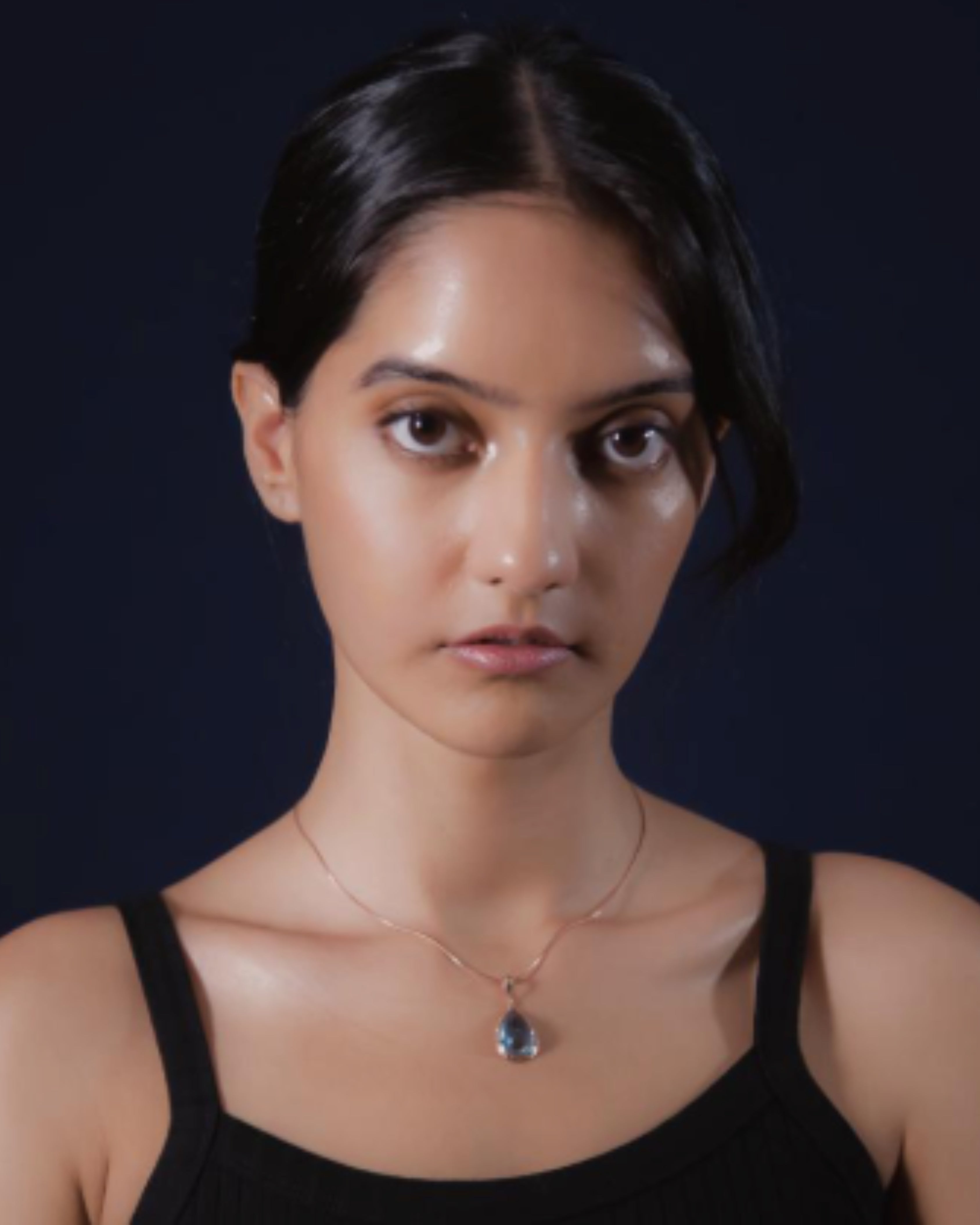 Pear Sky Blue Topaz Rose Gold Necklace