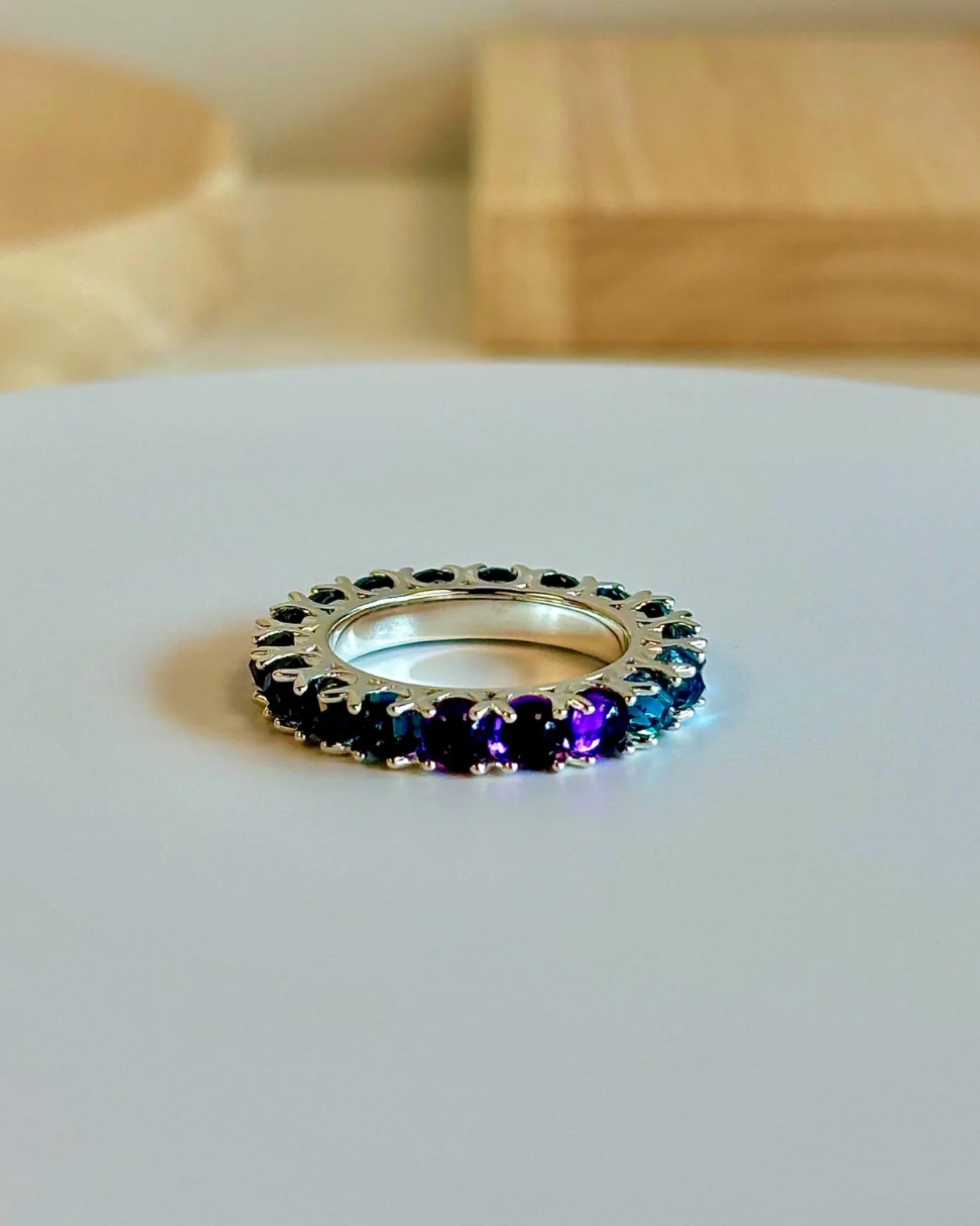 London Blue Topaz & Amethyst Eternity Band
