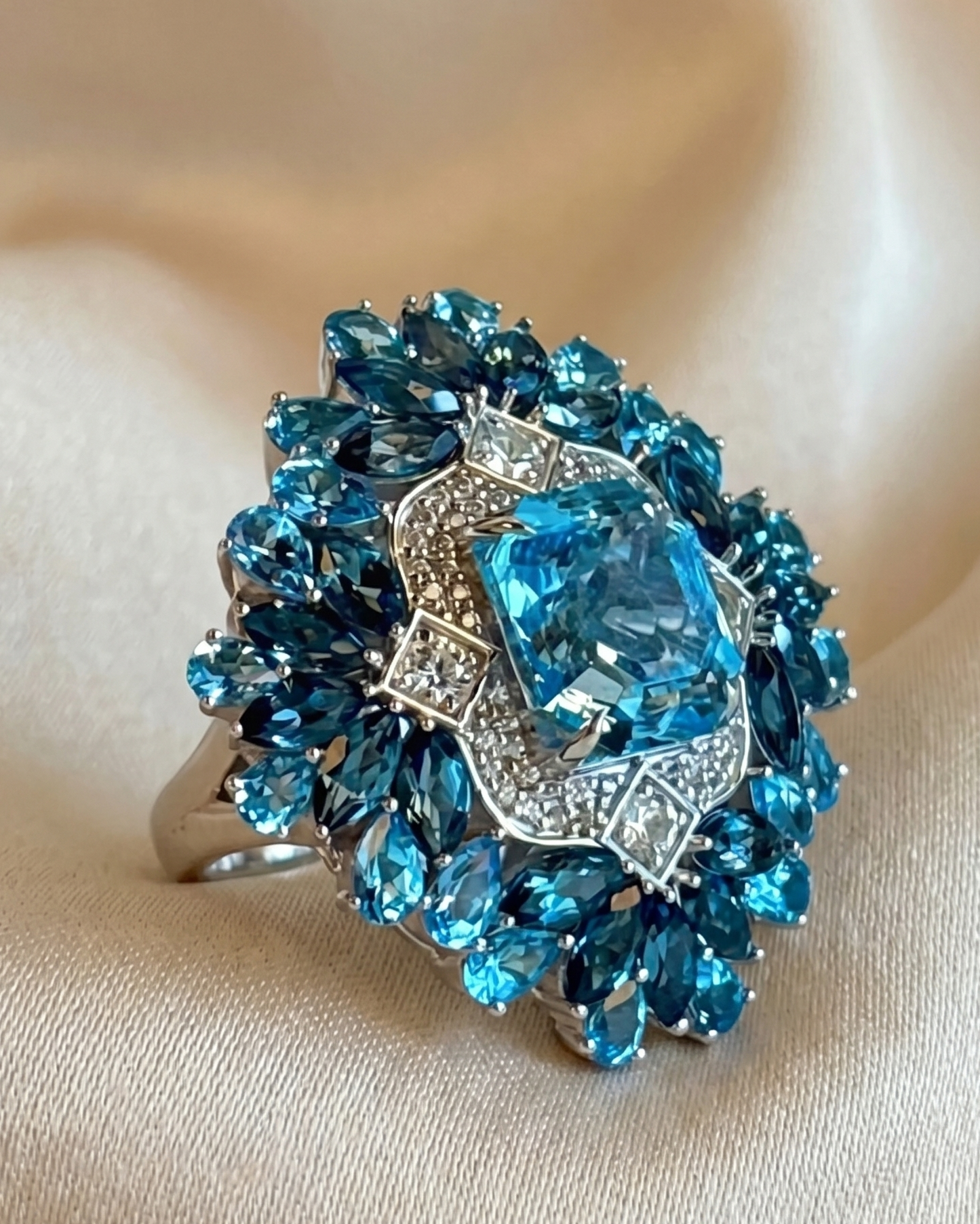 Sky & London Blue Topaz Rhodium Plated Ring