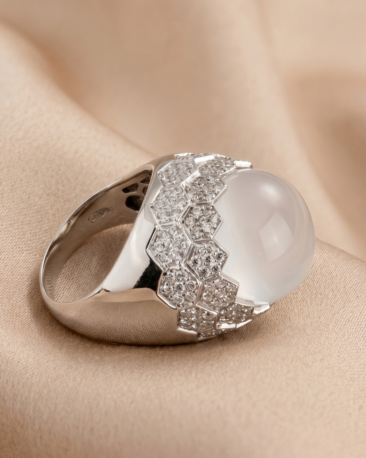 Ethereal White Moonstone Filigree Ring