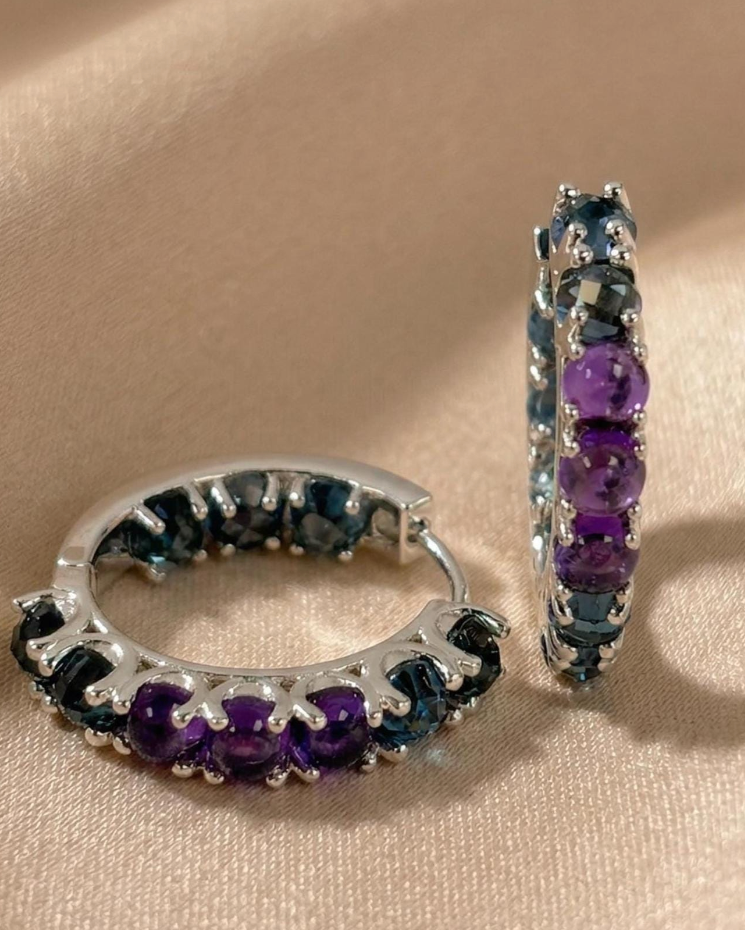 London Blue Topaz & Amethyst Eternity Earring