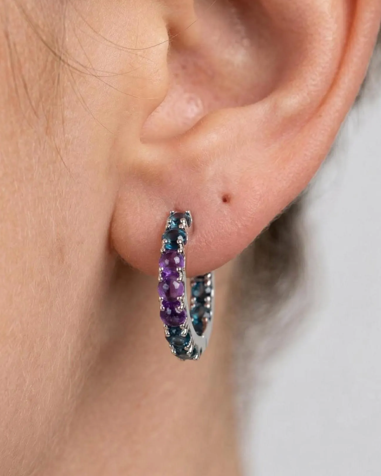 London Blue Topaz & Amethyst Eternity Earring