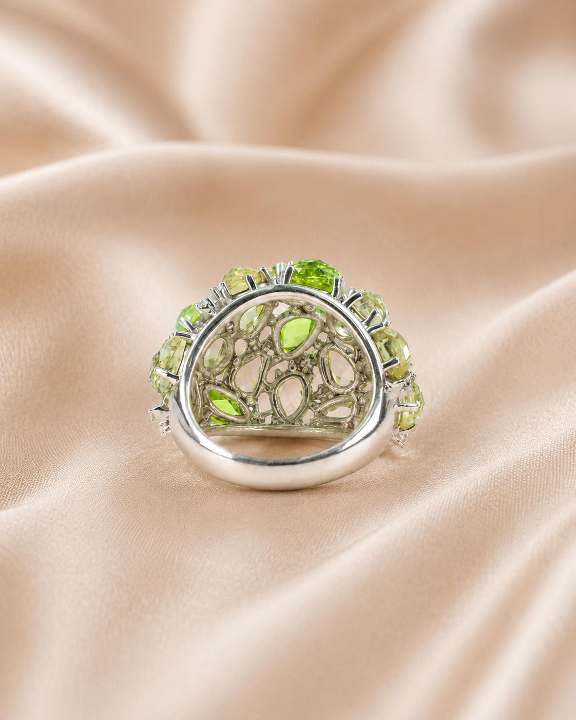Prasiolite & Peridot Tutti Frutti Cocktail Ring