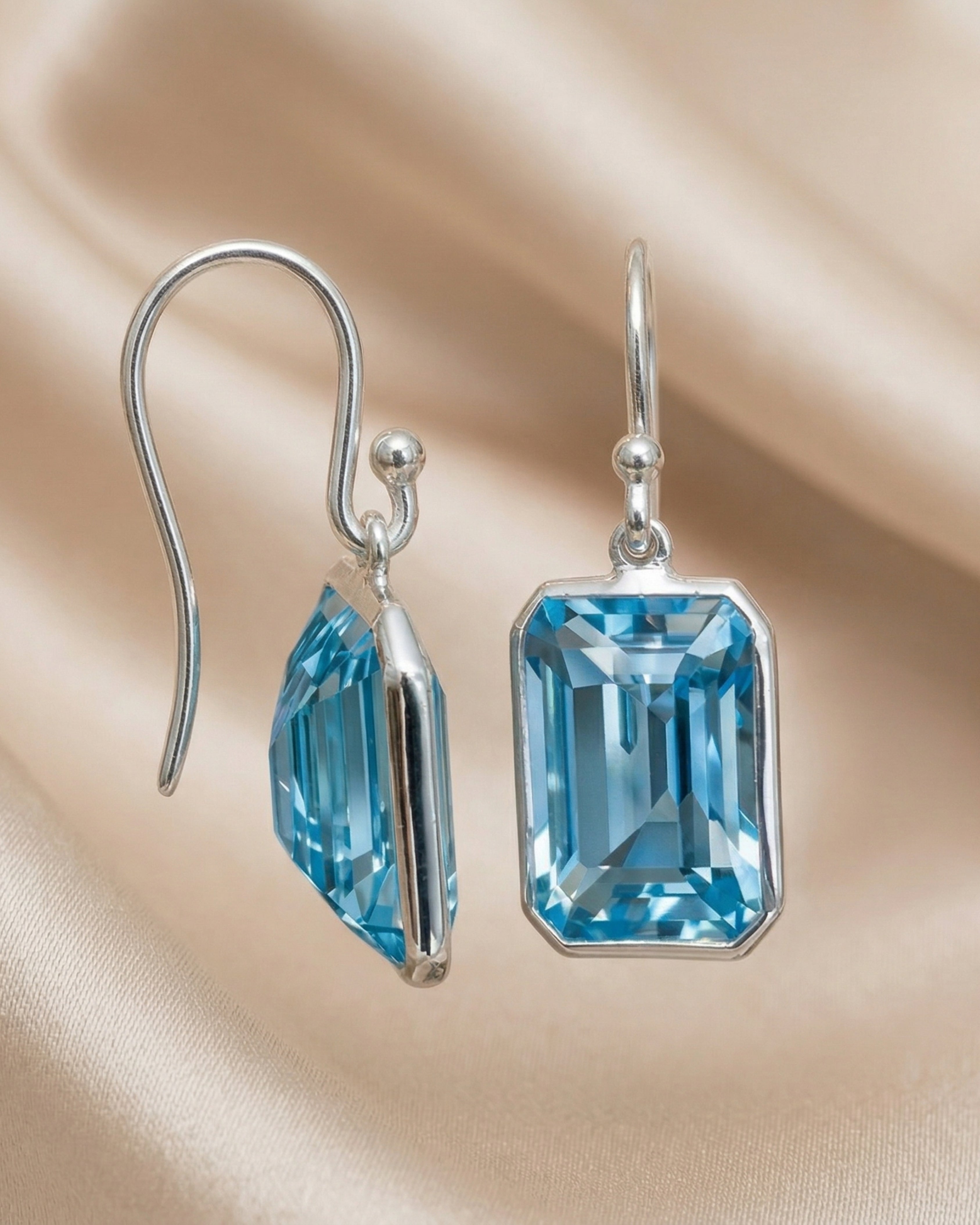 Delicate Sky Blue Topaz Silver Drop Earrings