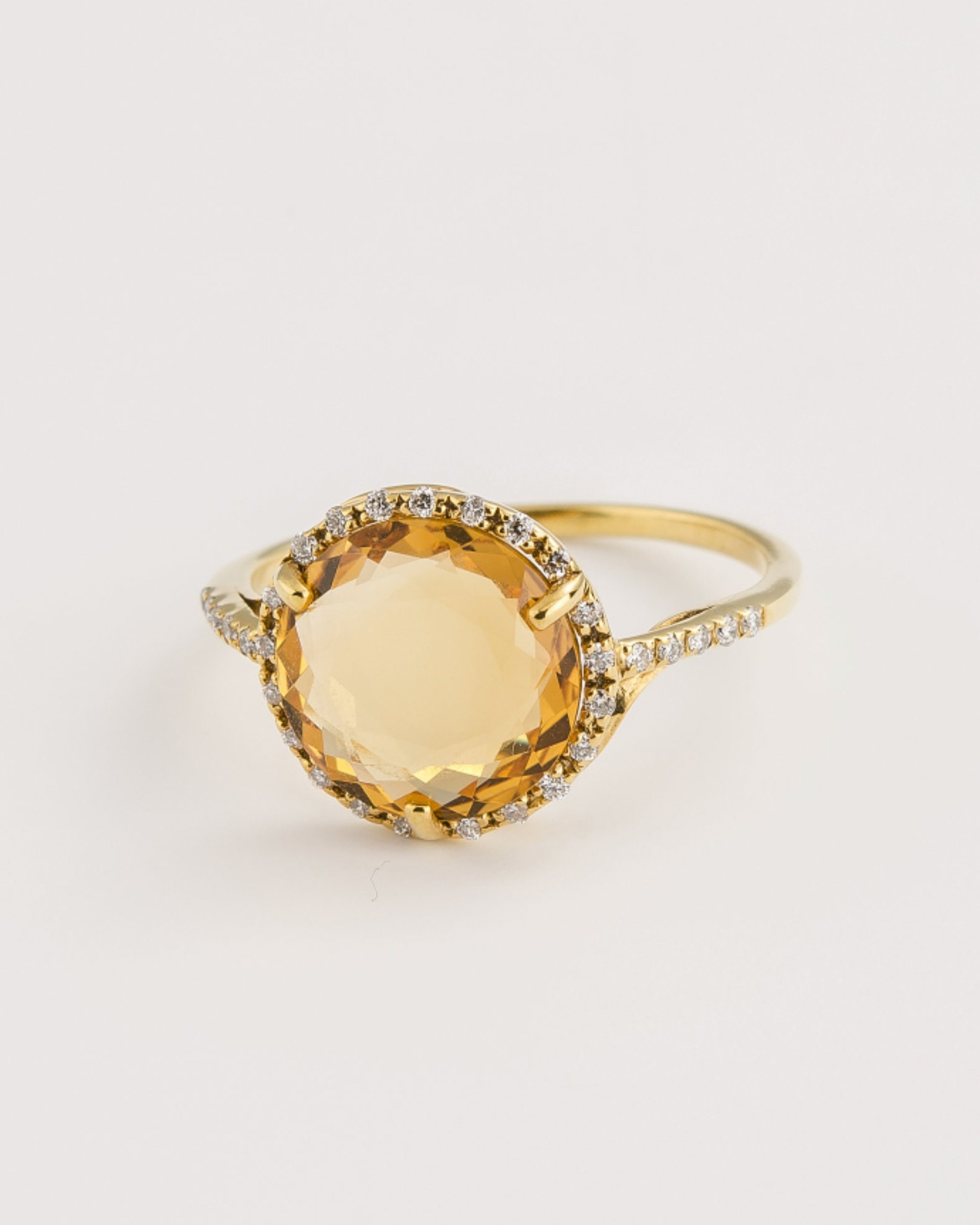 Radiant Citrine & Diamond Gold Plated Ring