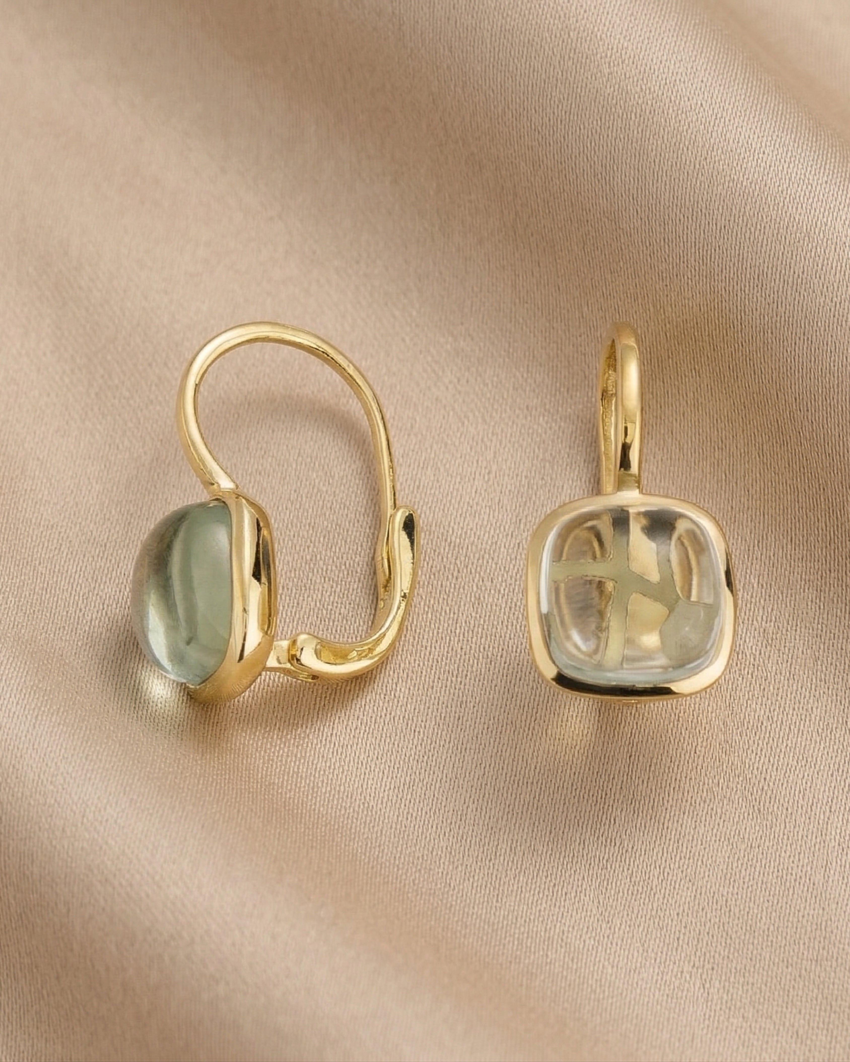 Vintage Green Amethyst Gold Plated Earrings