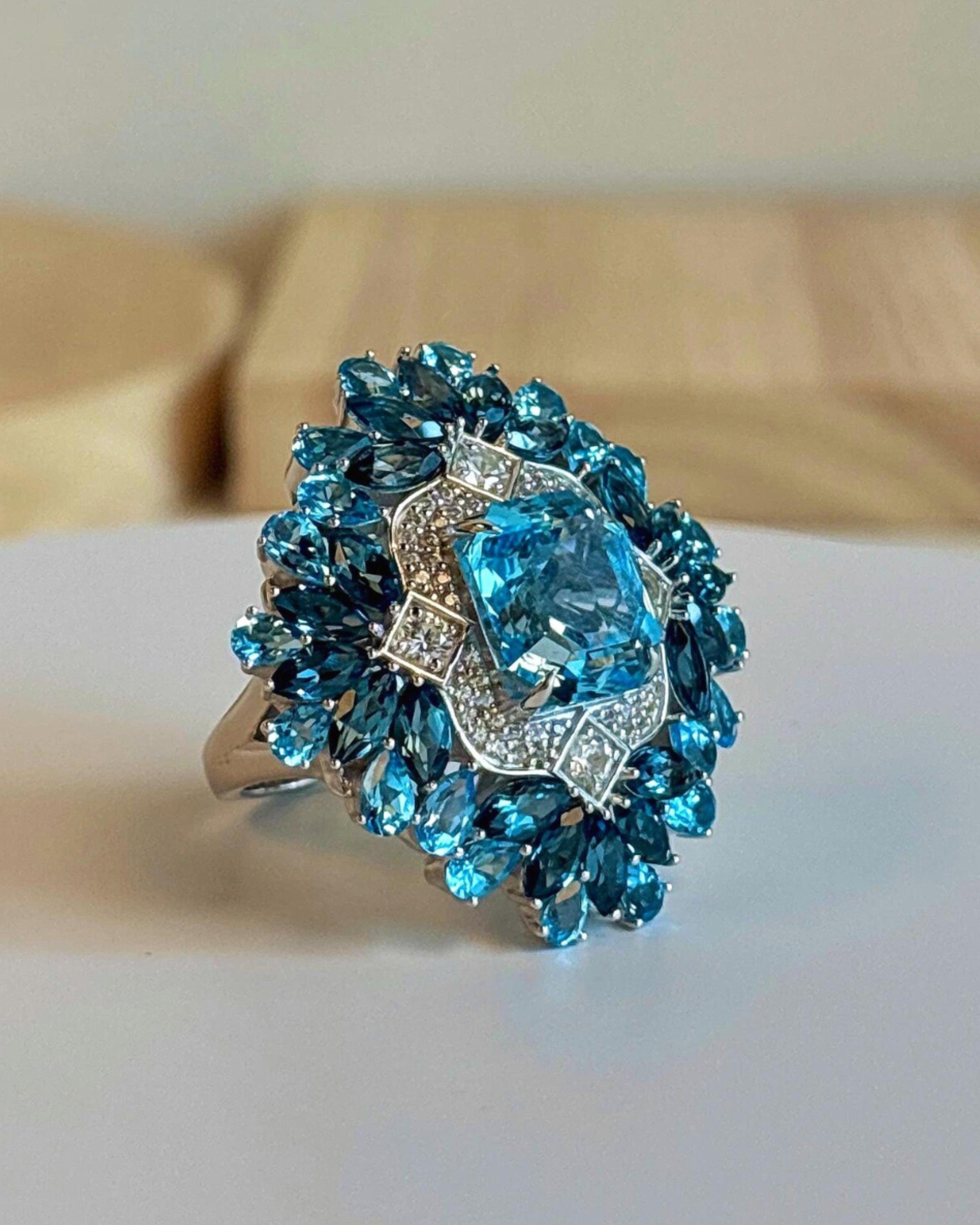 Sky & London Blue Topaz Rhodium Plated Ring