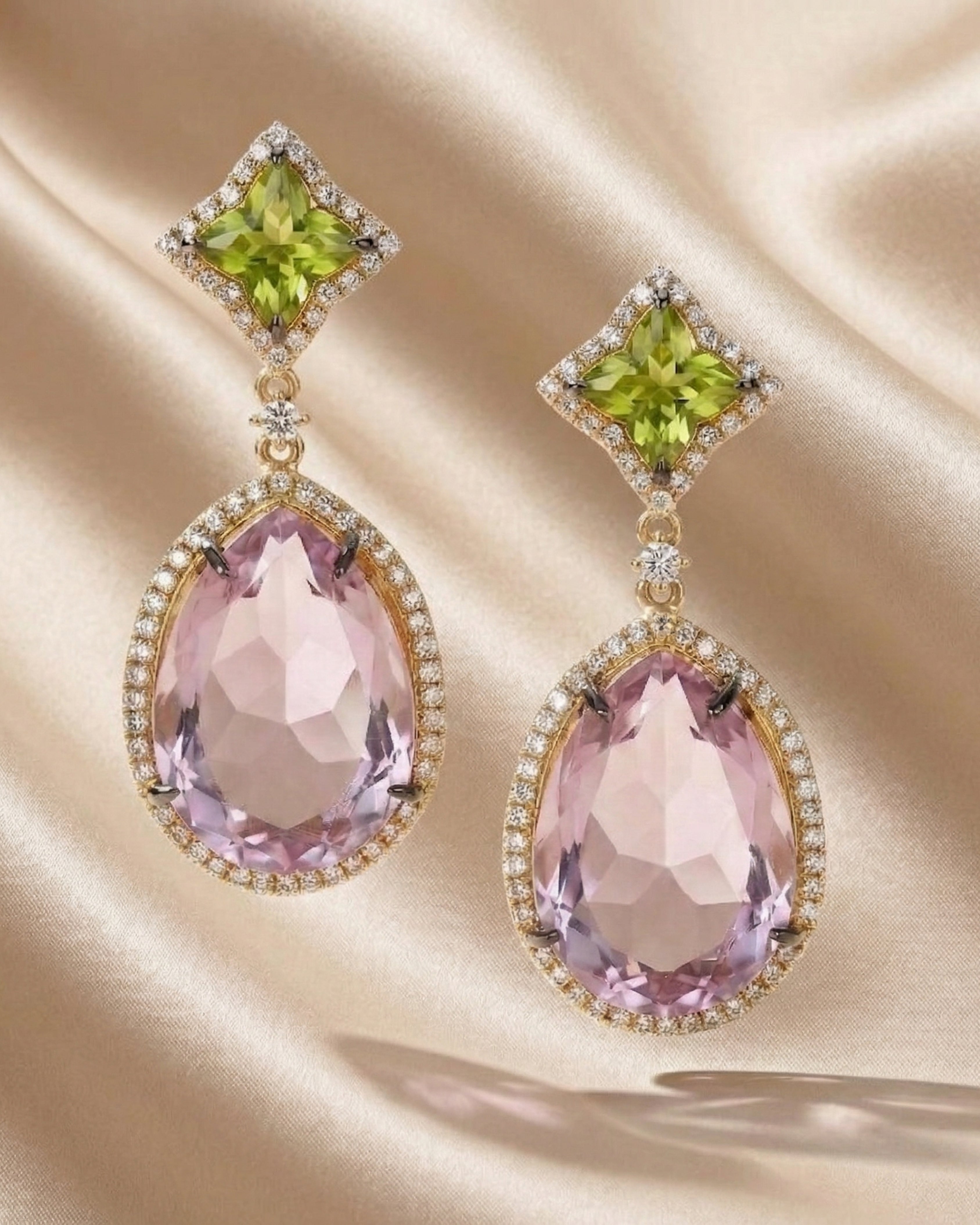 Amethyst, Peridot & Topaz Silver Earrings