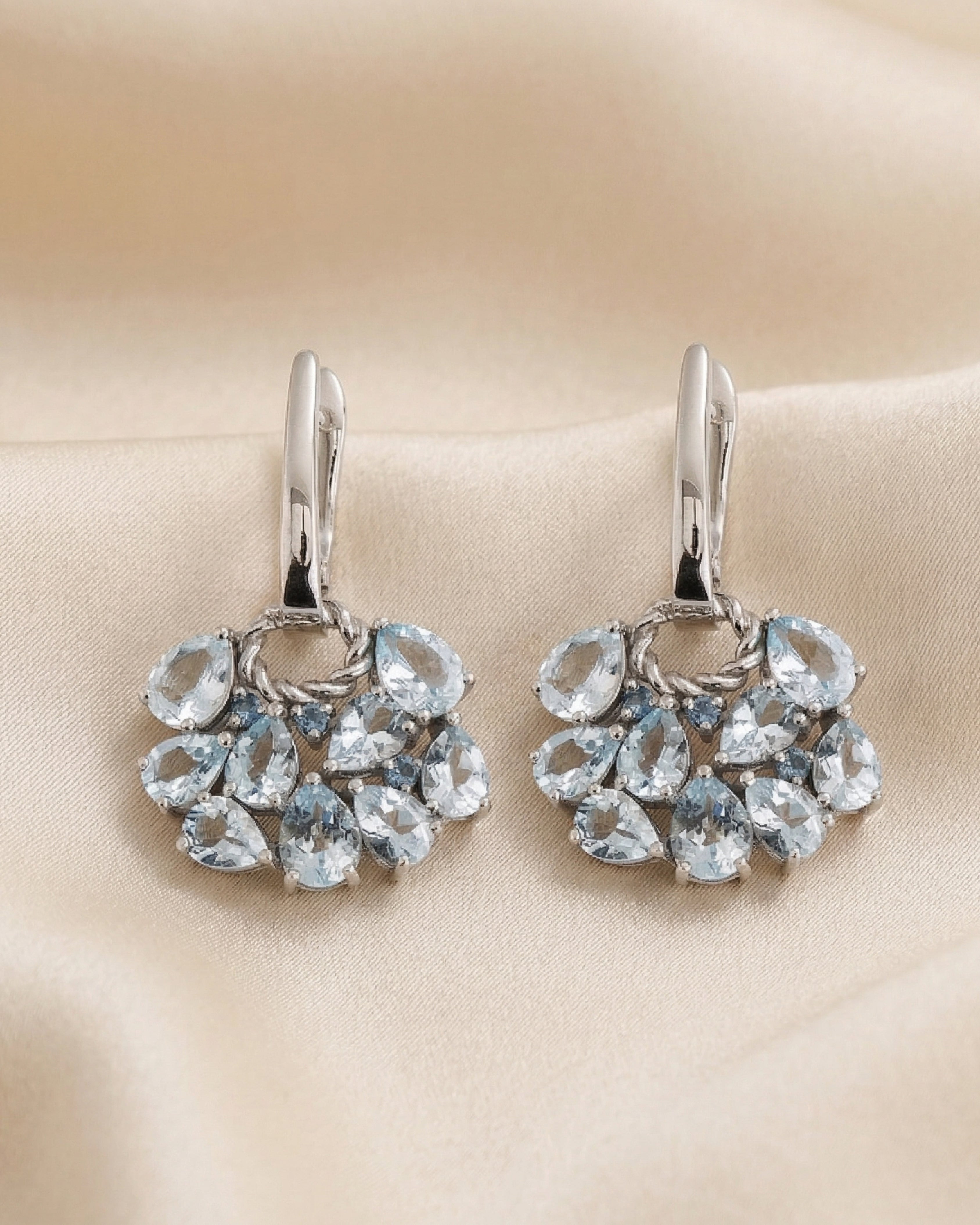 Sky & London Blue Topaz Floral Hoops