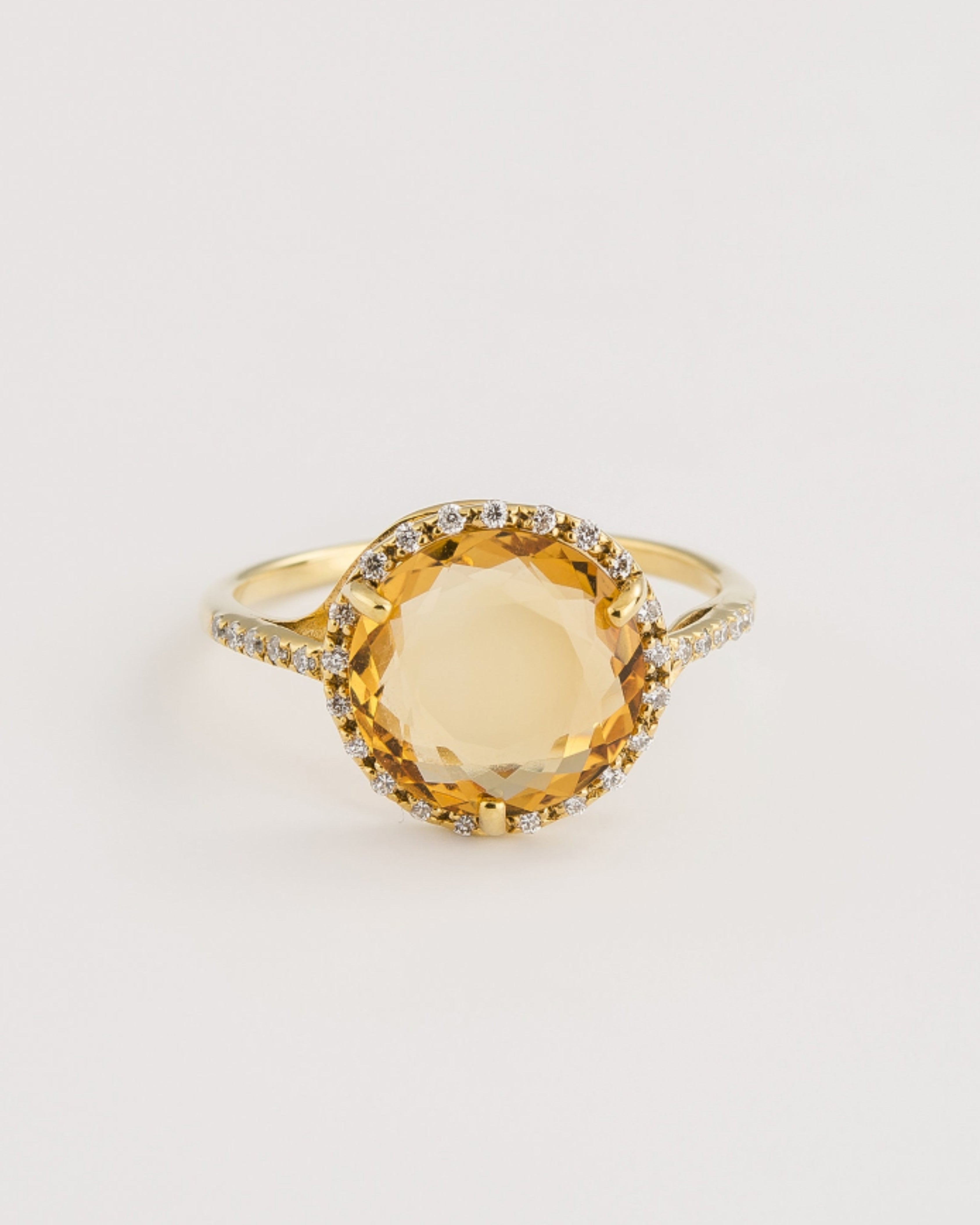 Radiant Citrine & Diamond Gold Plated Ring