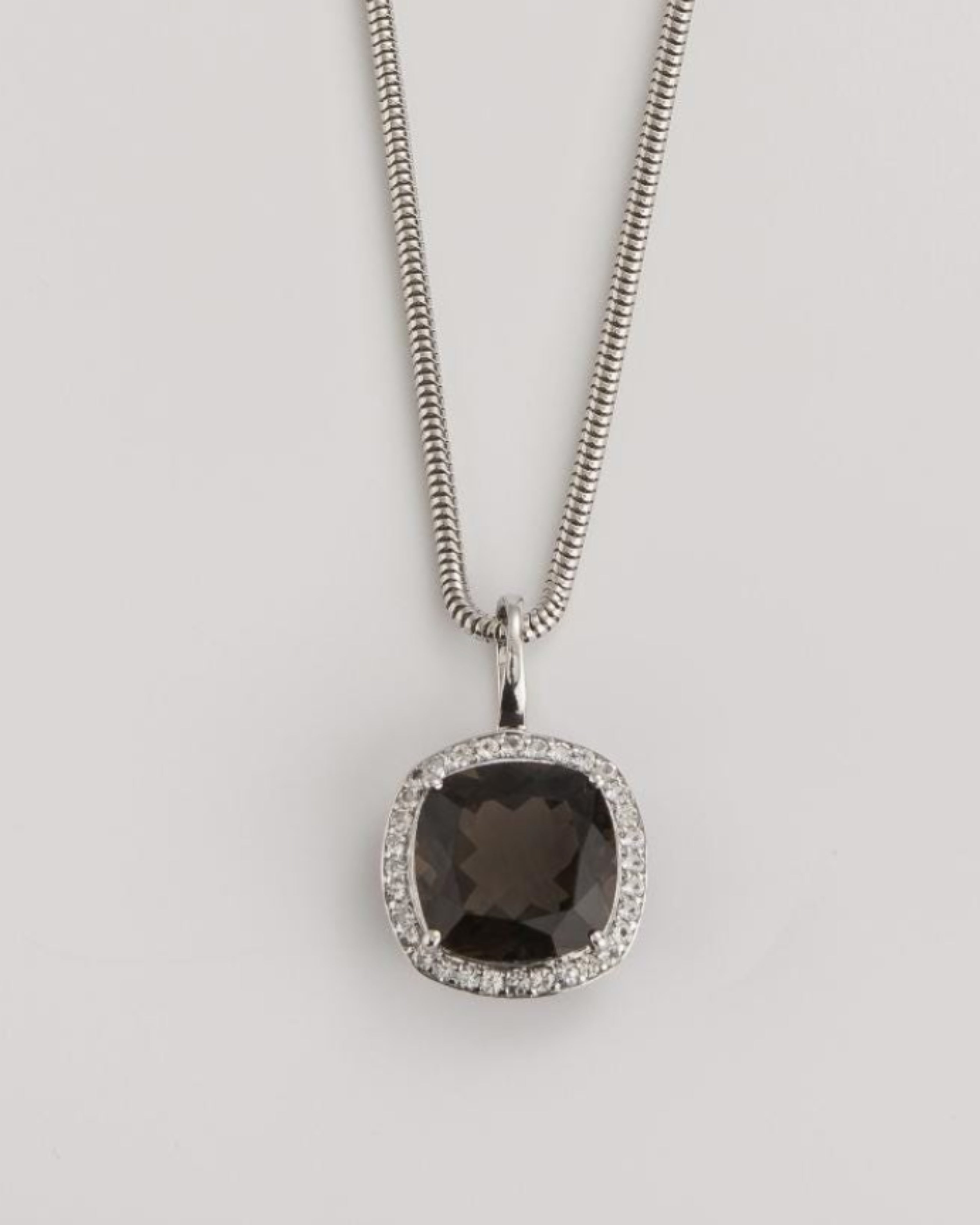 Art Deco Smoky Quartz & White Topaz Necklace
