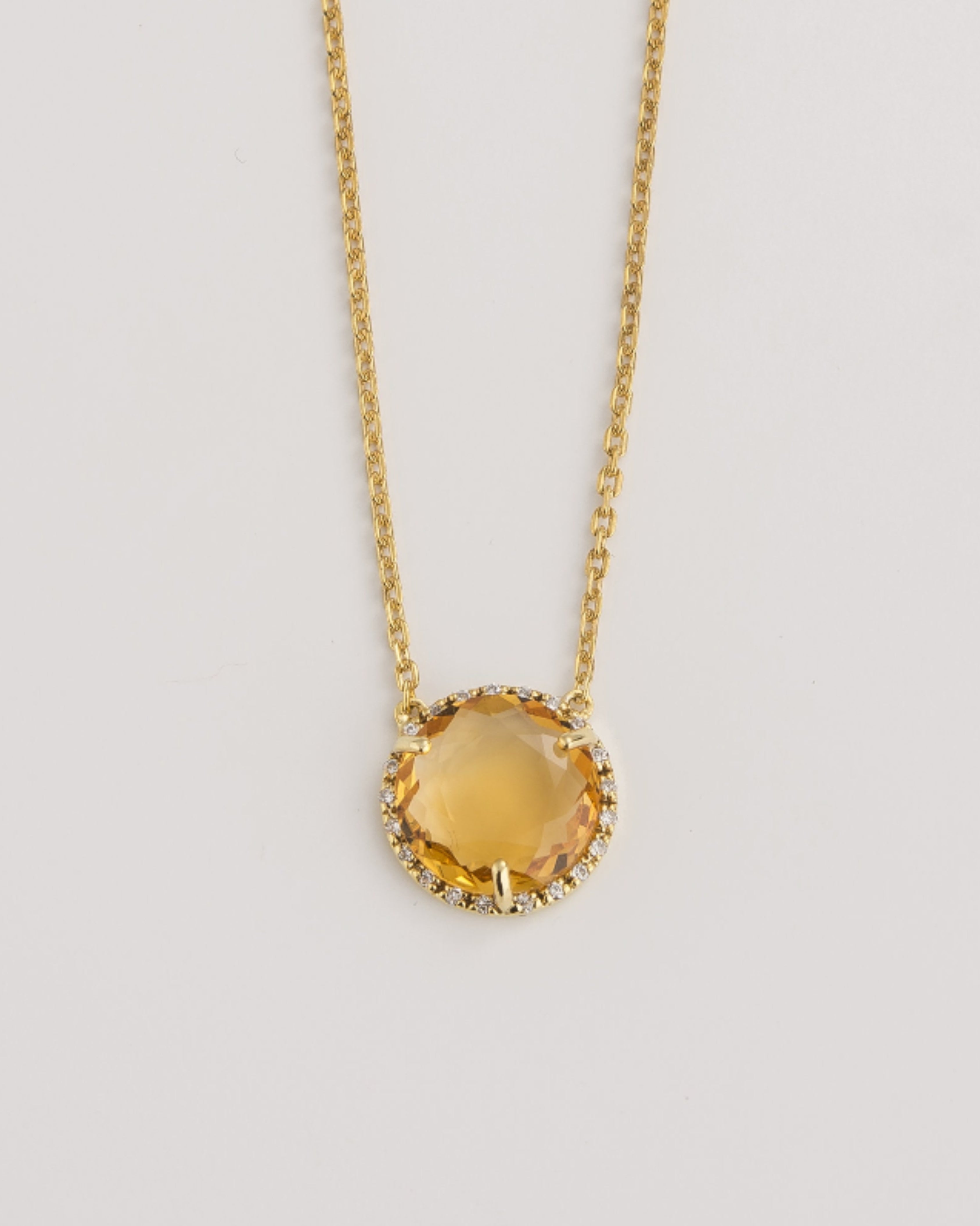 Vibrant Citrine & Diamond 14K Gold Necklace