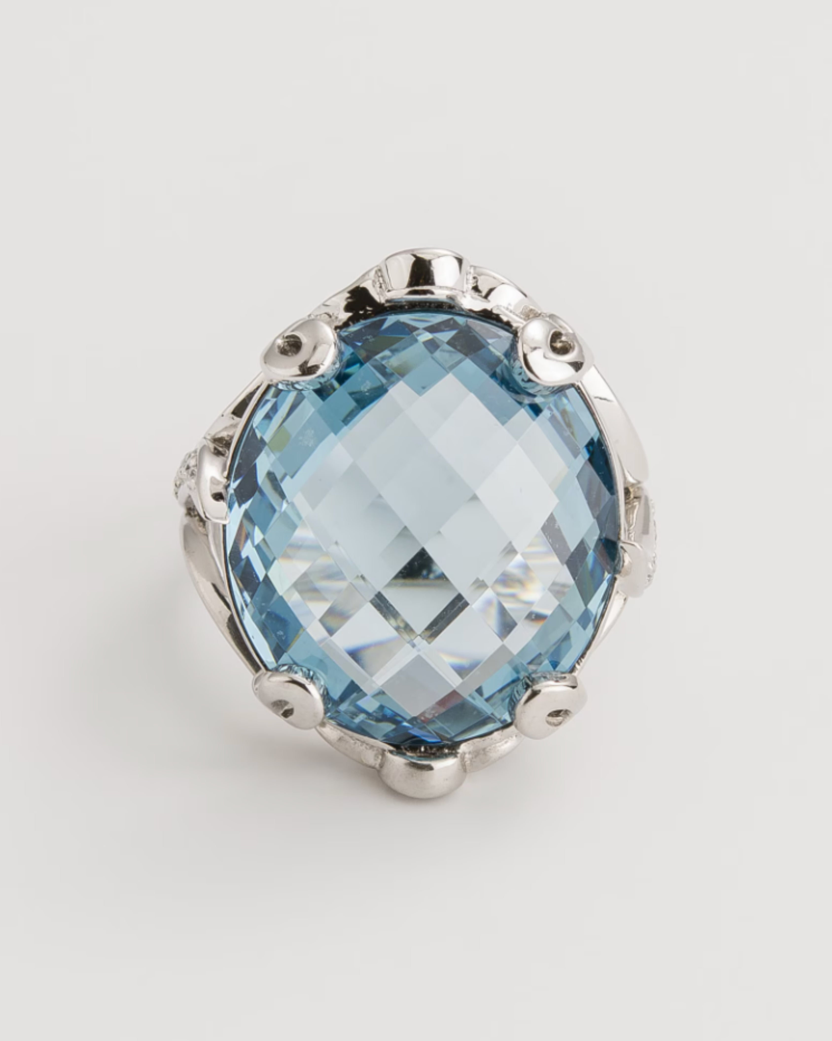 Heckered Sky Blue Topaz Filigree Ring