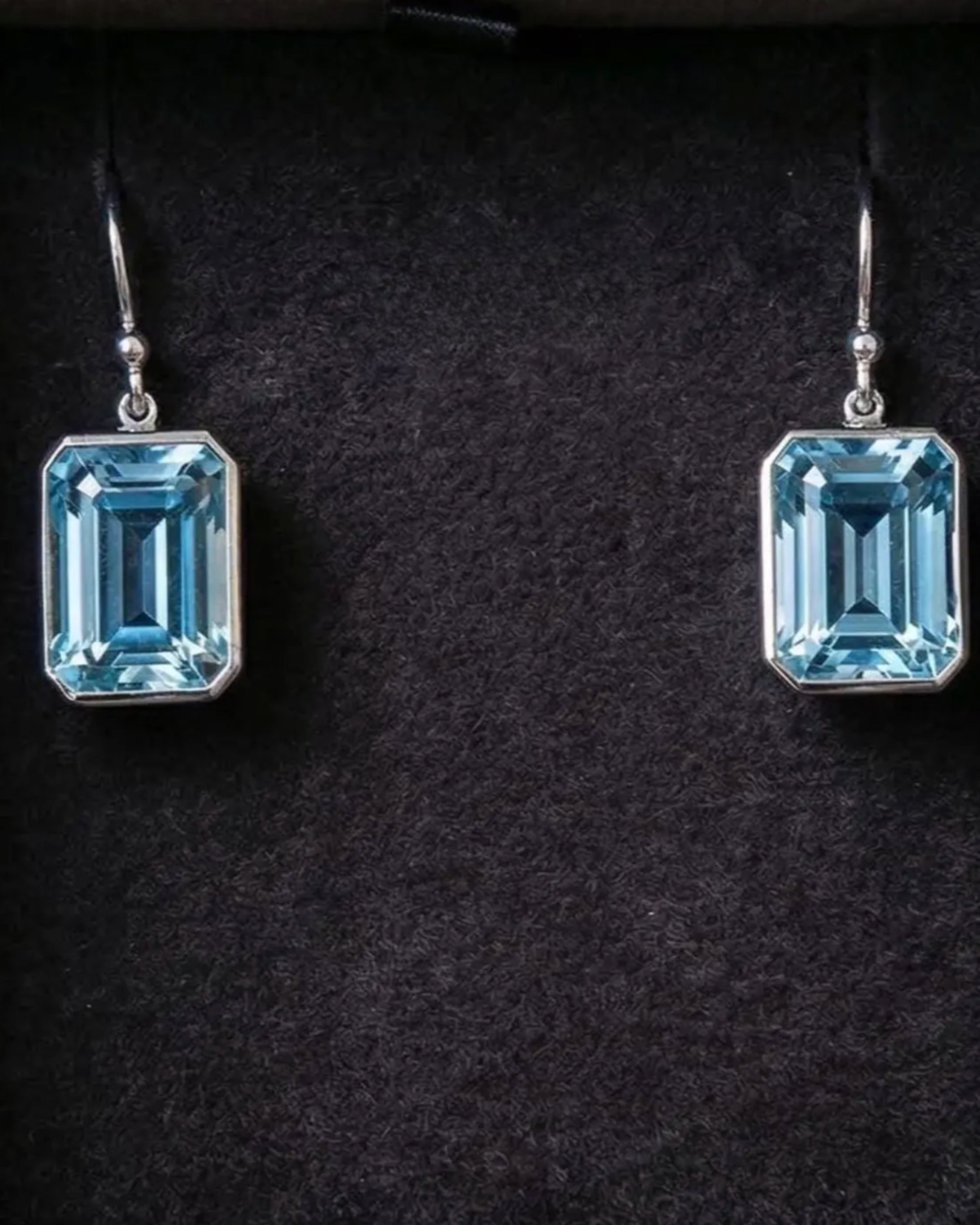 Delicate Sky Blue Topaz Silver Drop Earrings