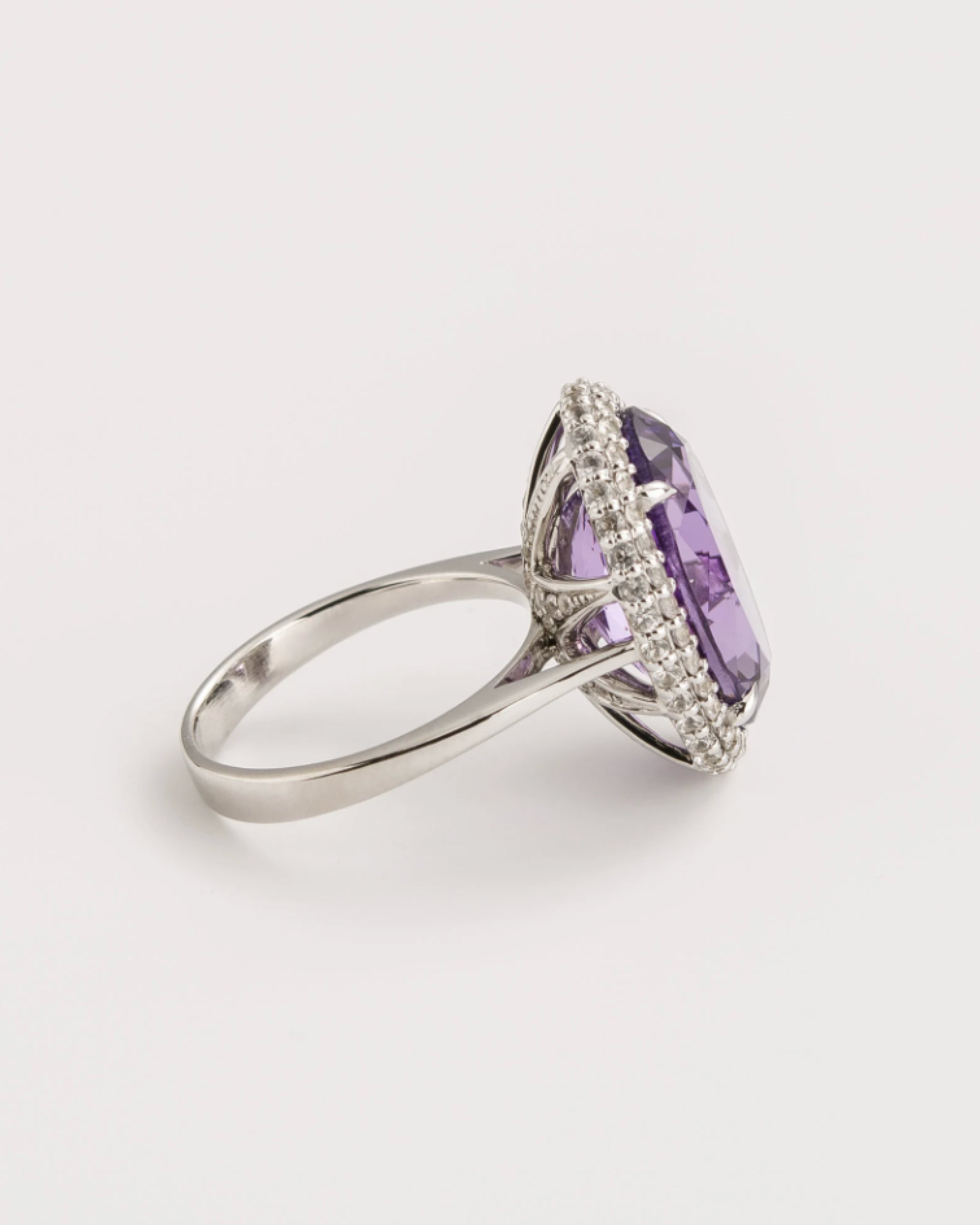 Royal Amethyst & White Topaz Crown Ring