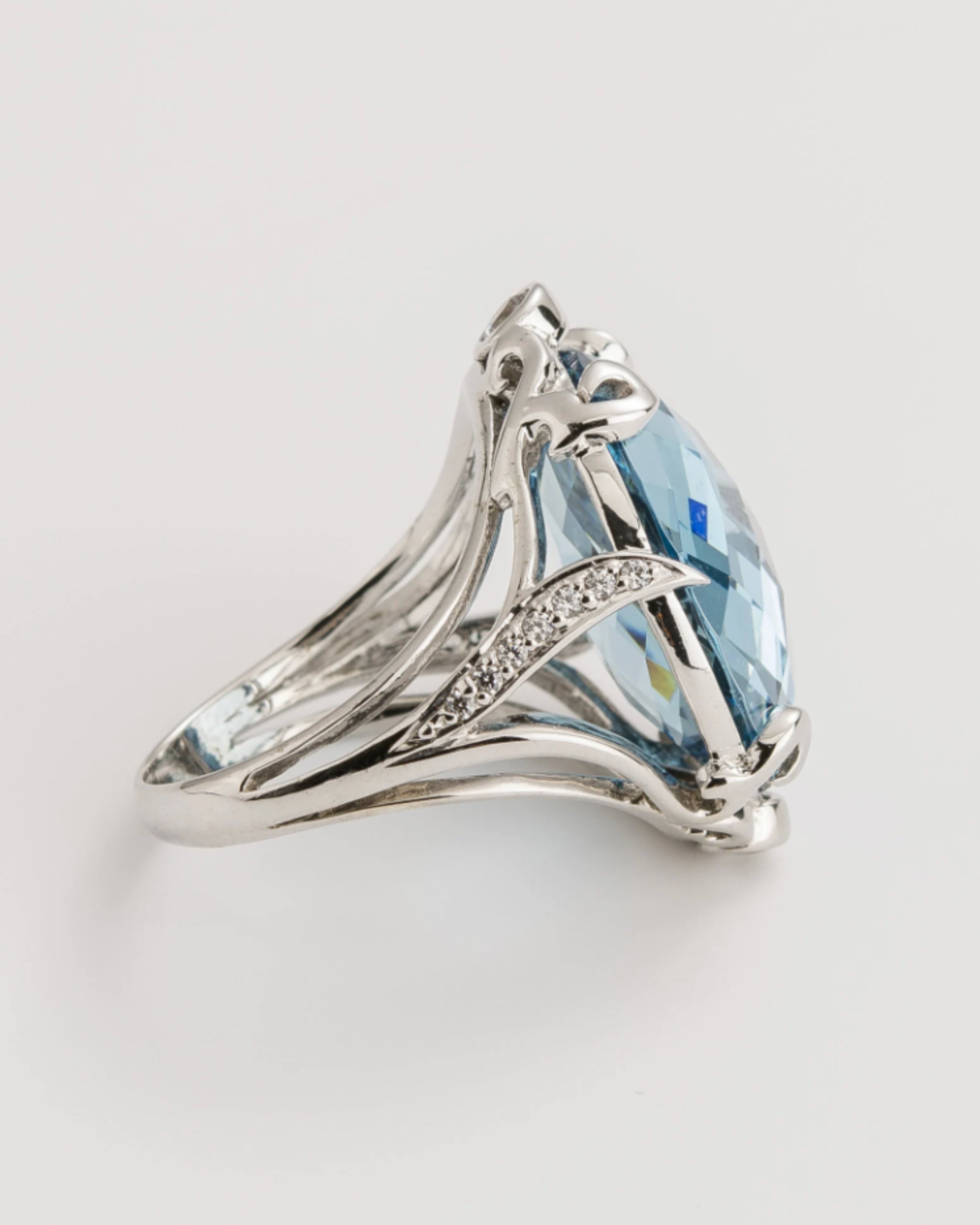 Heckered Sky Blue Topaz Filigree Ring