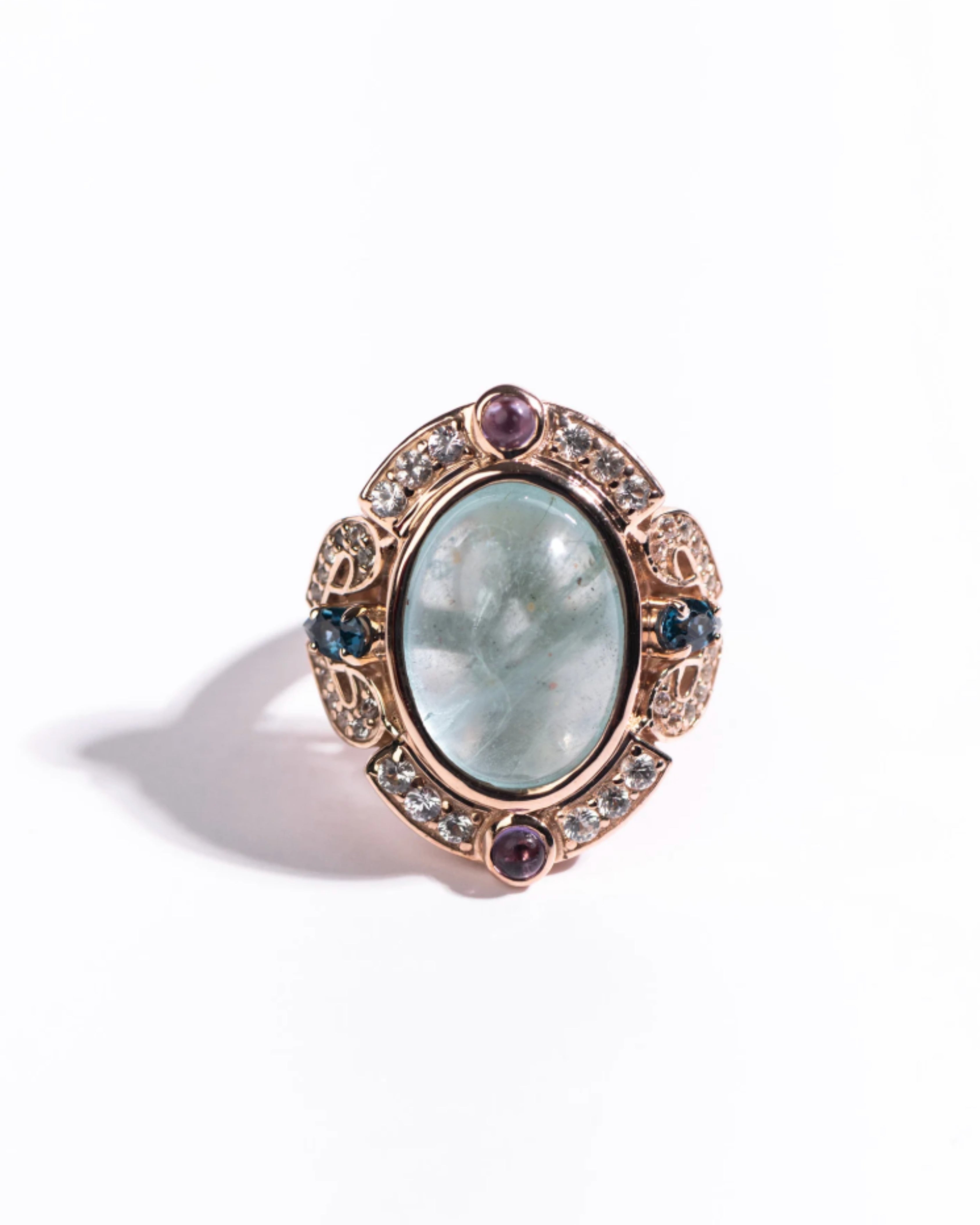 Aquamarine, Amethyst & Topaz Rose Gold Ring