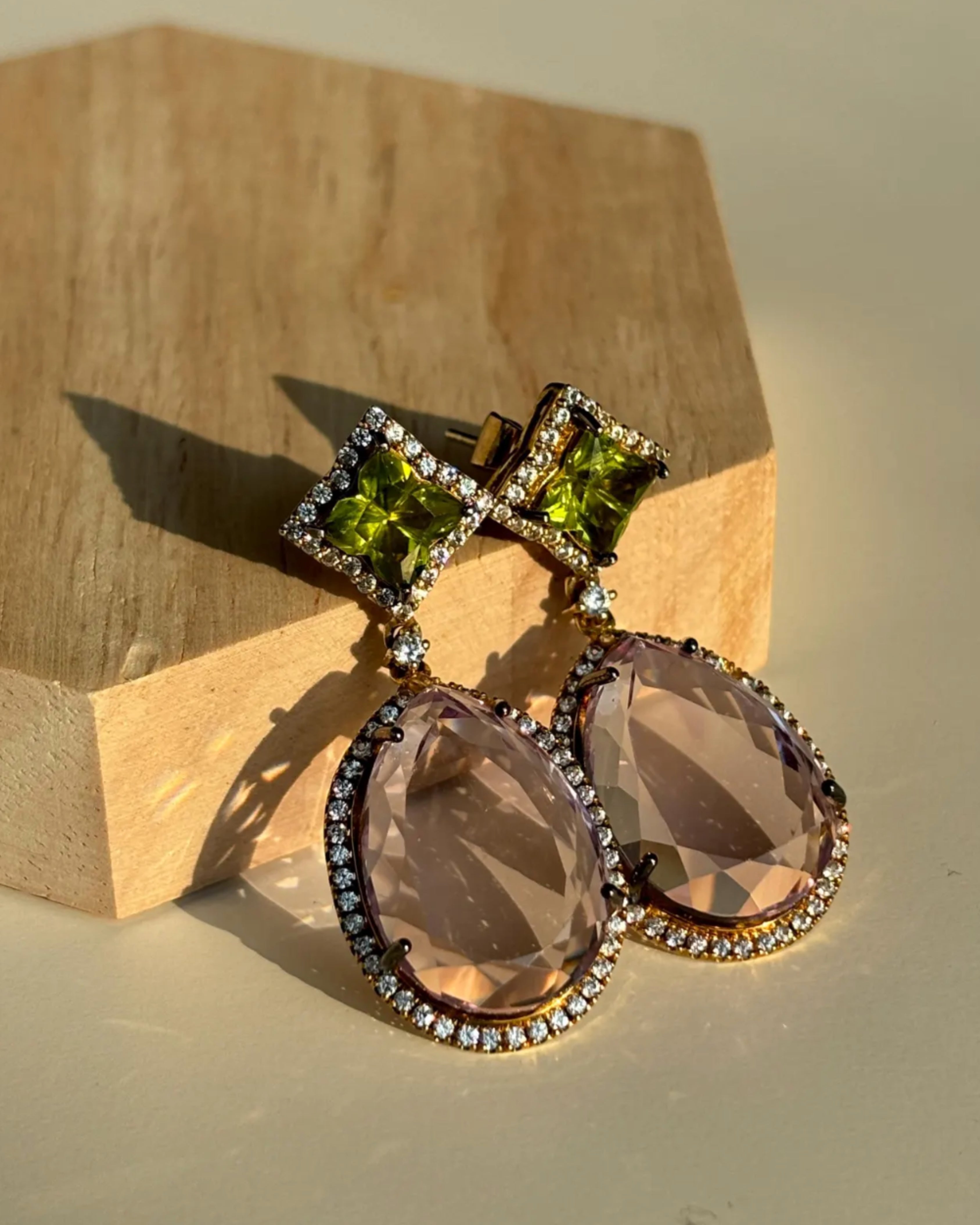 Amethyst, Peridot & Topaz Silver Earrings