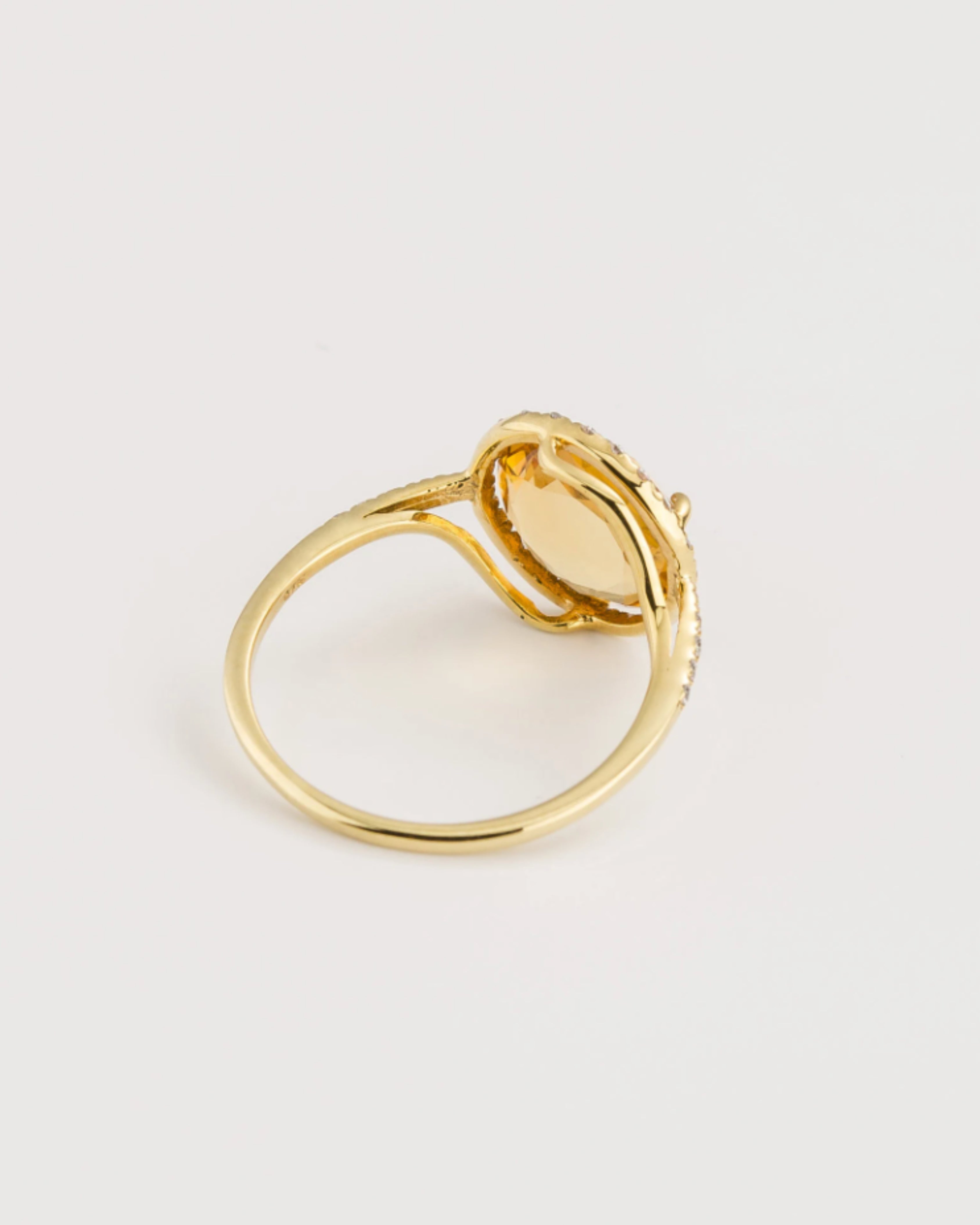 Radiant Citrine & Diamond Gold Plated Ring