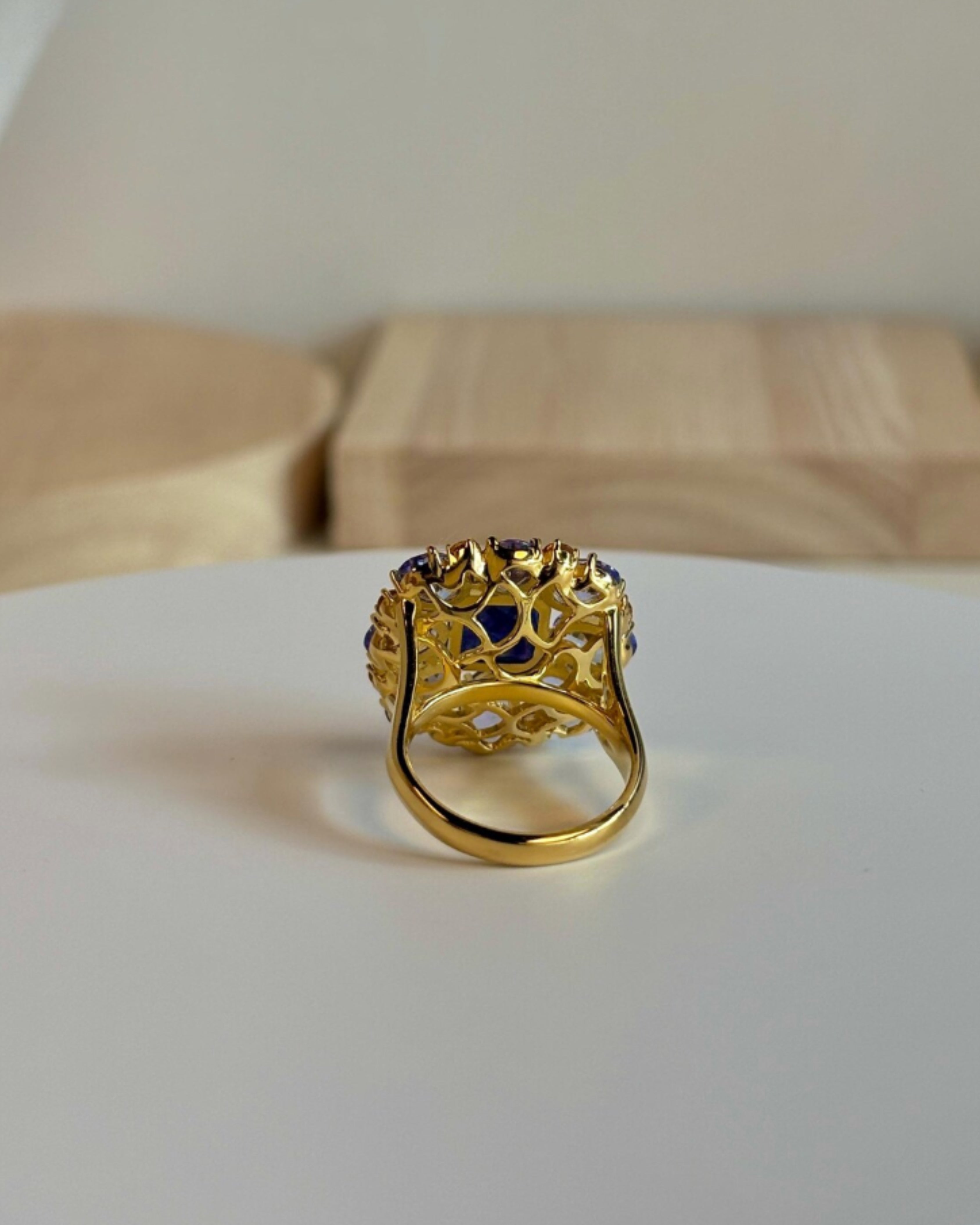 Sapphire, Tanzanite & Citrine Gold Plated Ring