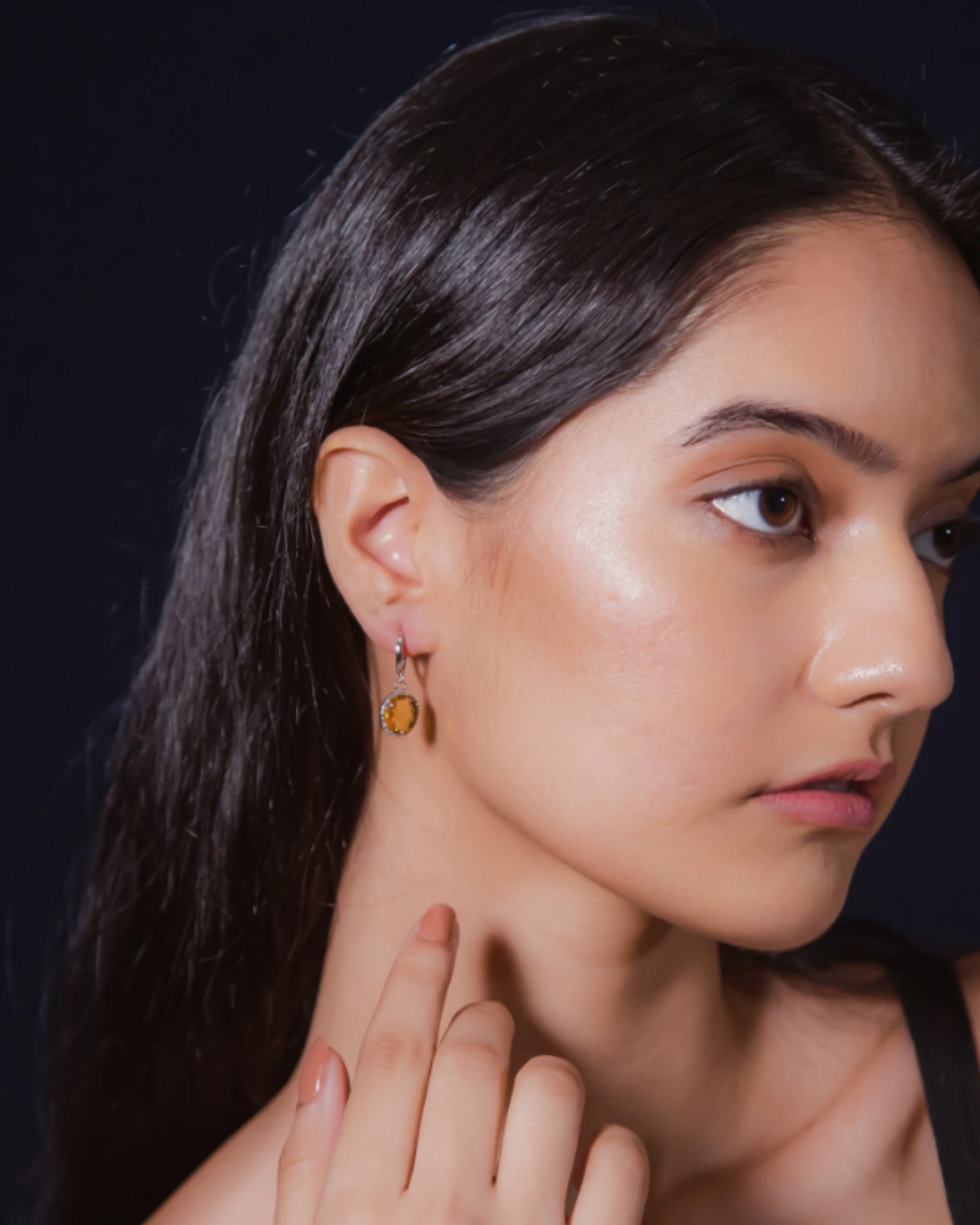 Radiant Citrine & Diamond Silver Earrings
