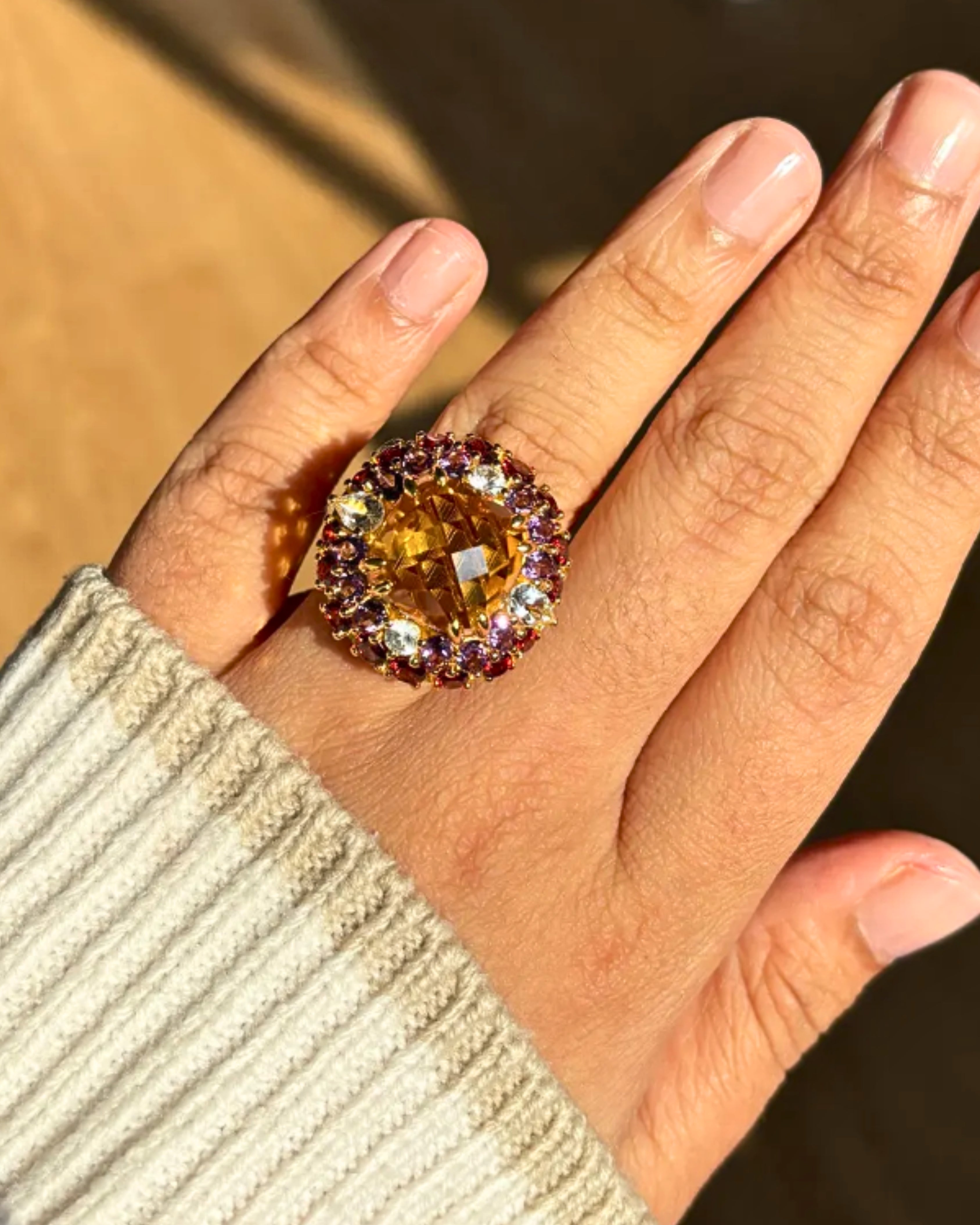Multi-Gemstone Citrine Statement Ring