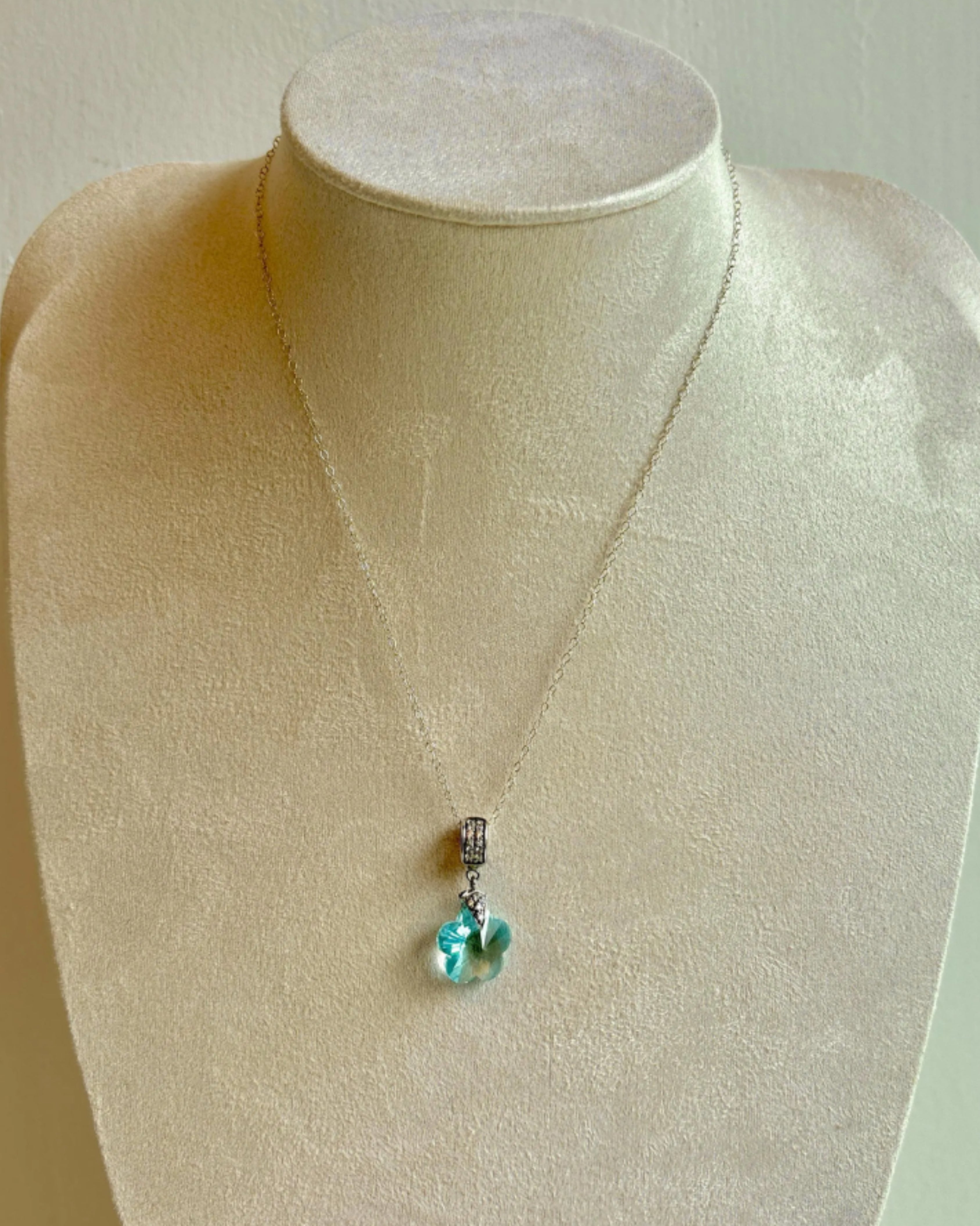 Enchanting Sky Blue Topaz Flower Pendant