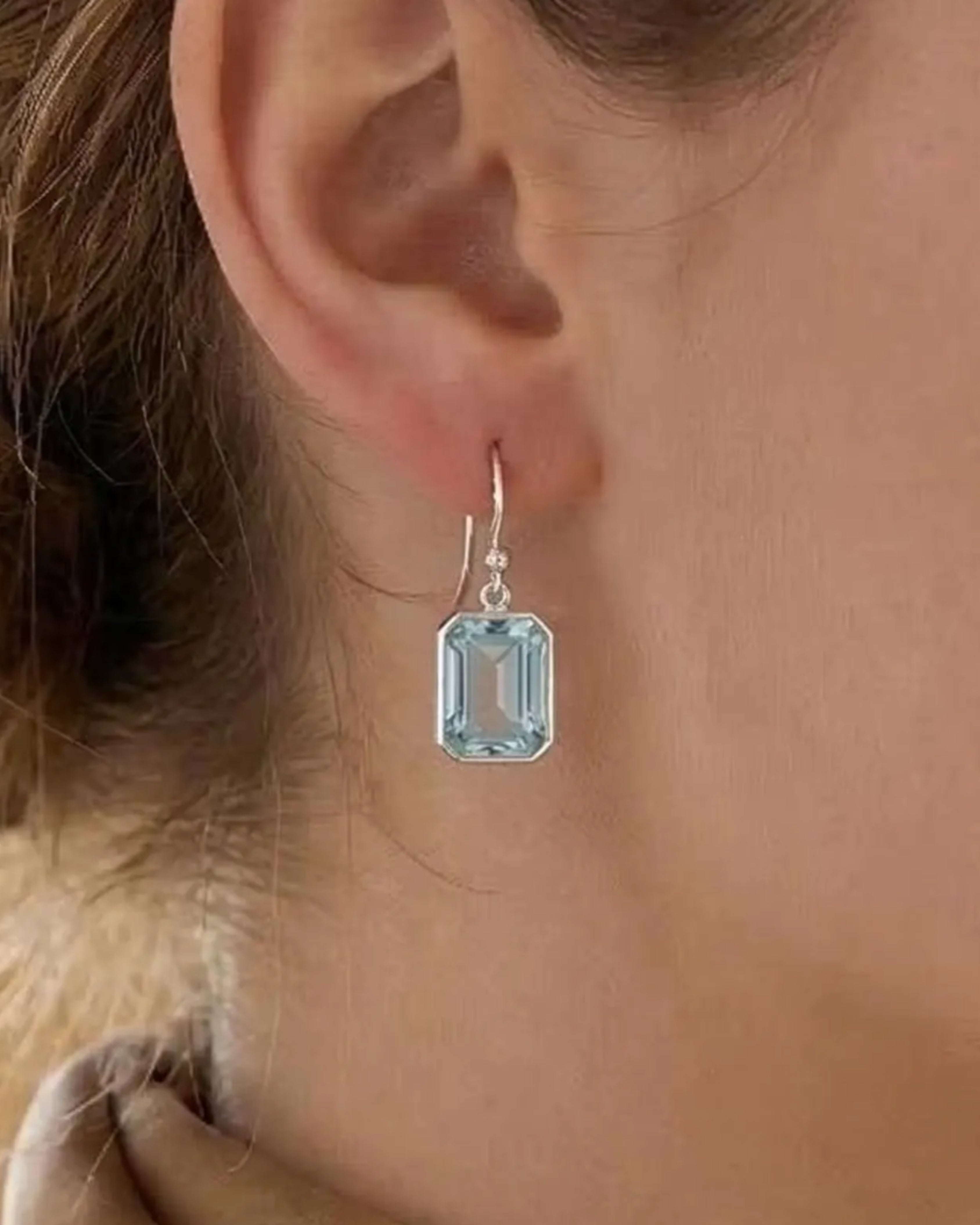 Delicate Sky Blue Topaz Silver Drop Earrings