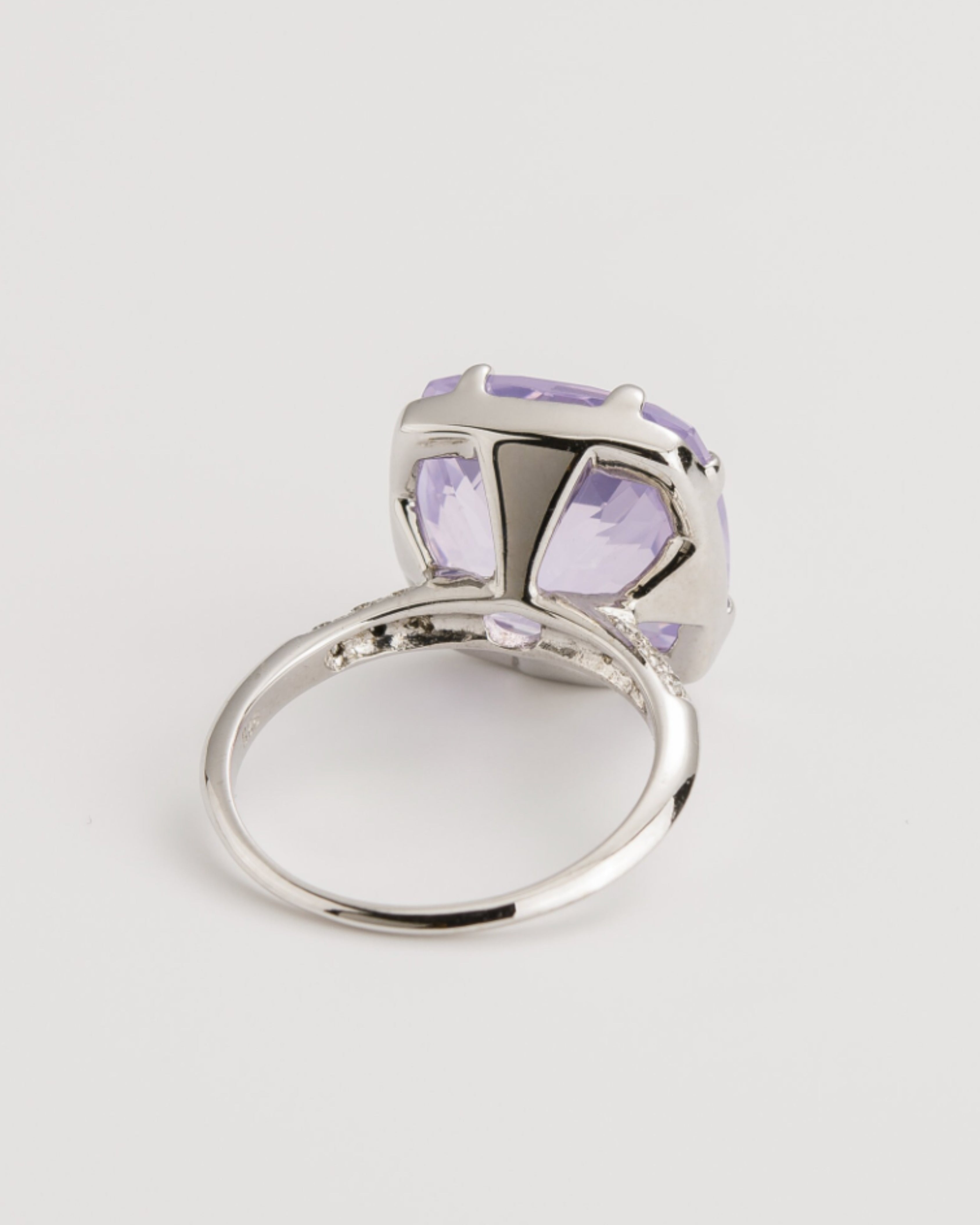 Lavender Quartz & White Topaz Silver Ring
