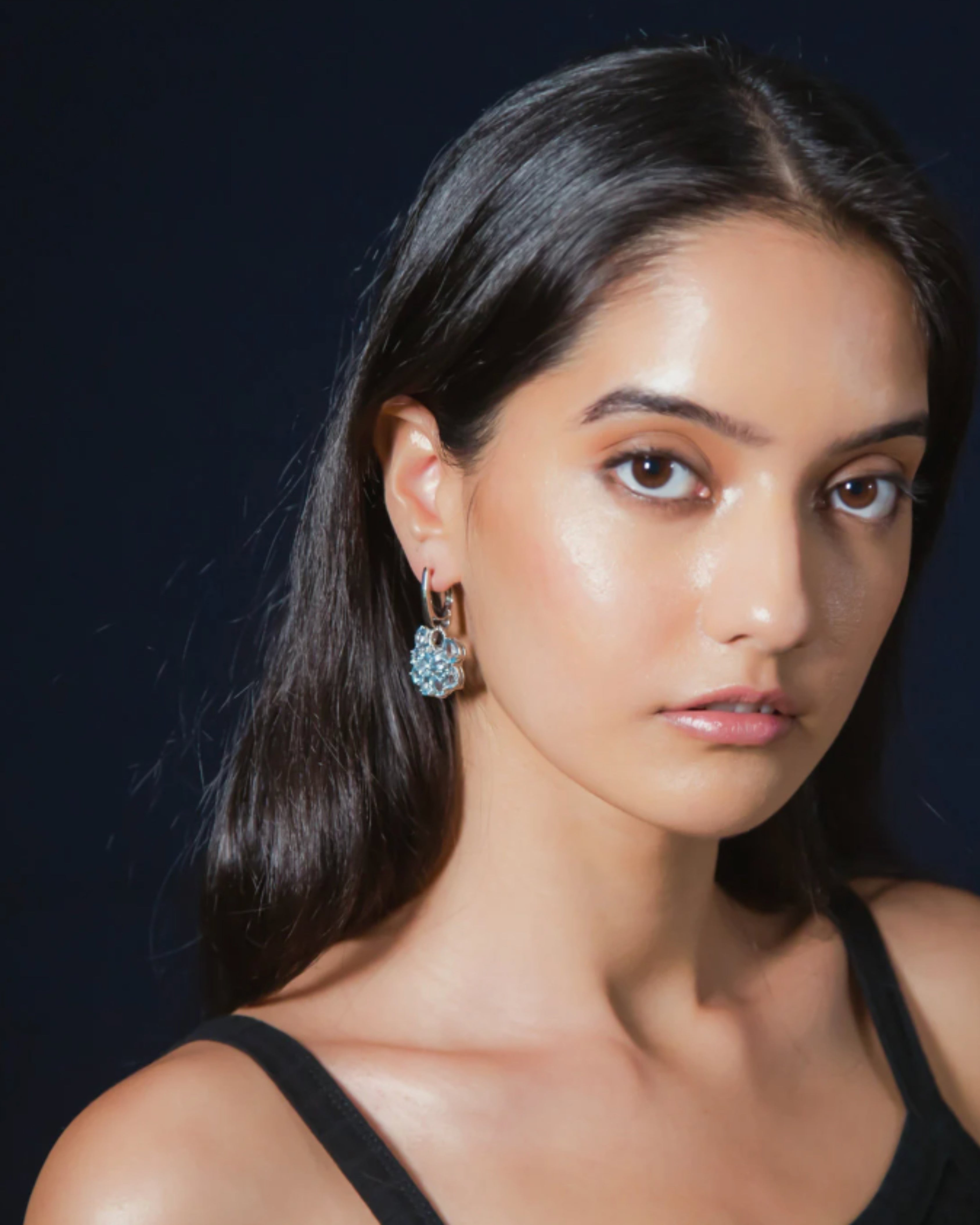 Sky & London Blue Topaz Floral Hoops