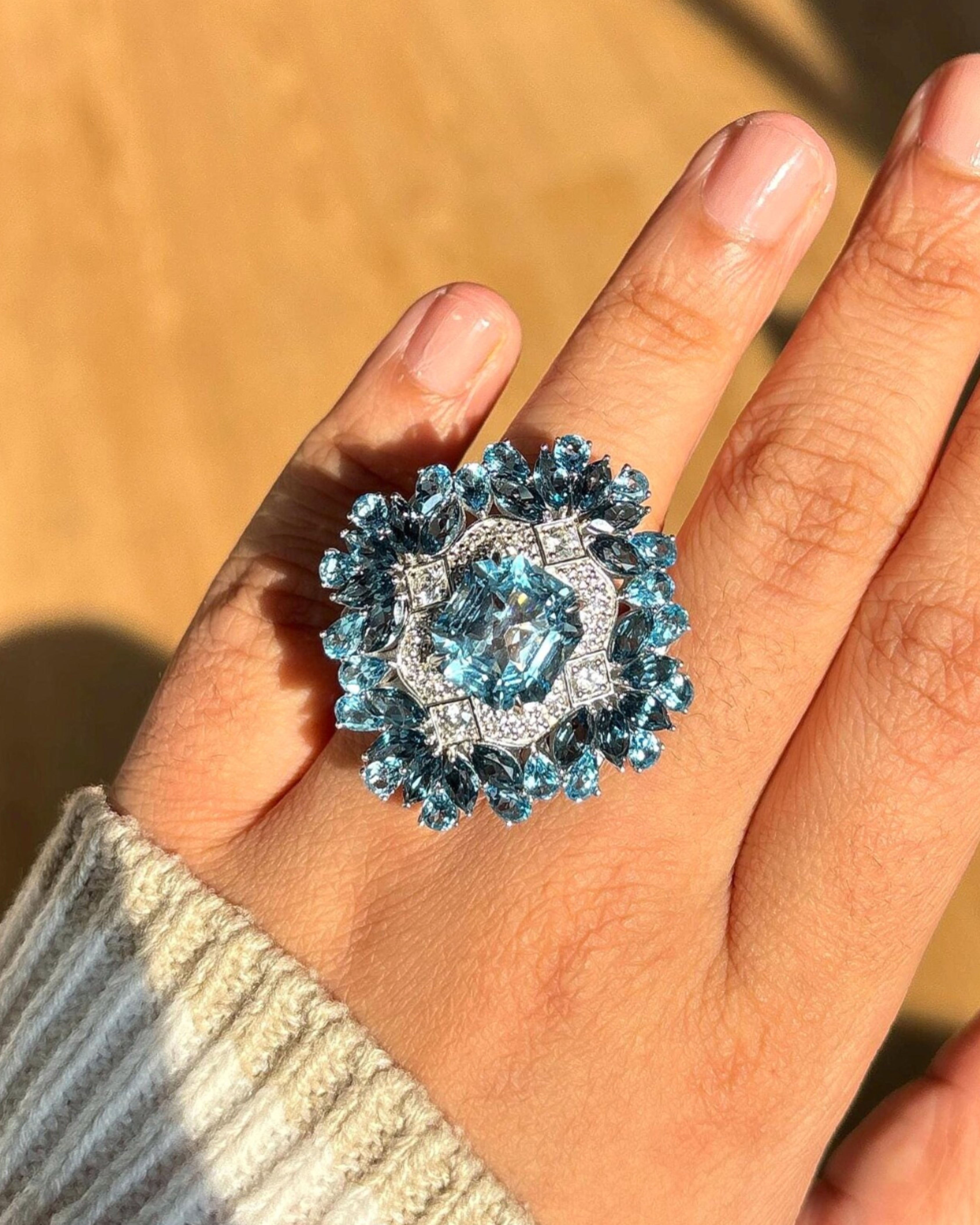Sky & London Blue Topaz Rhodium Plated Ring