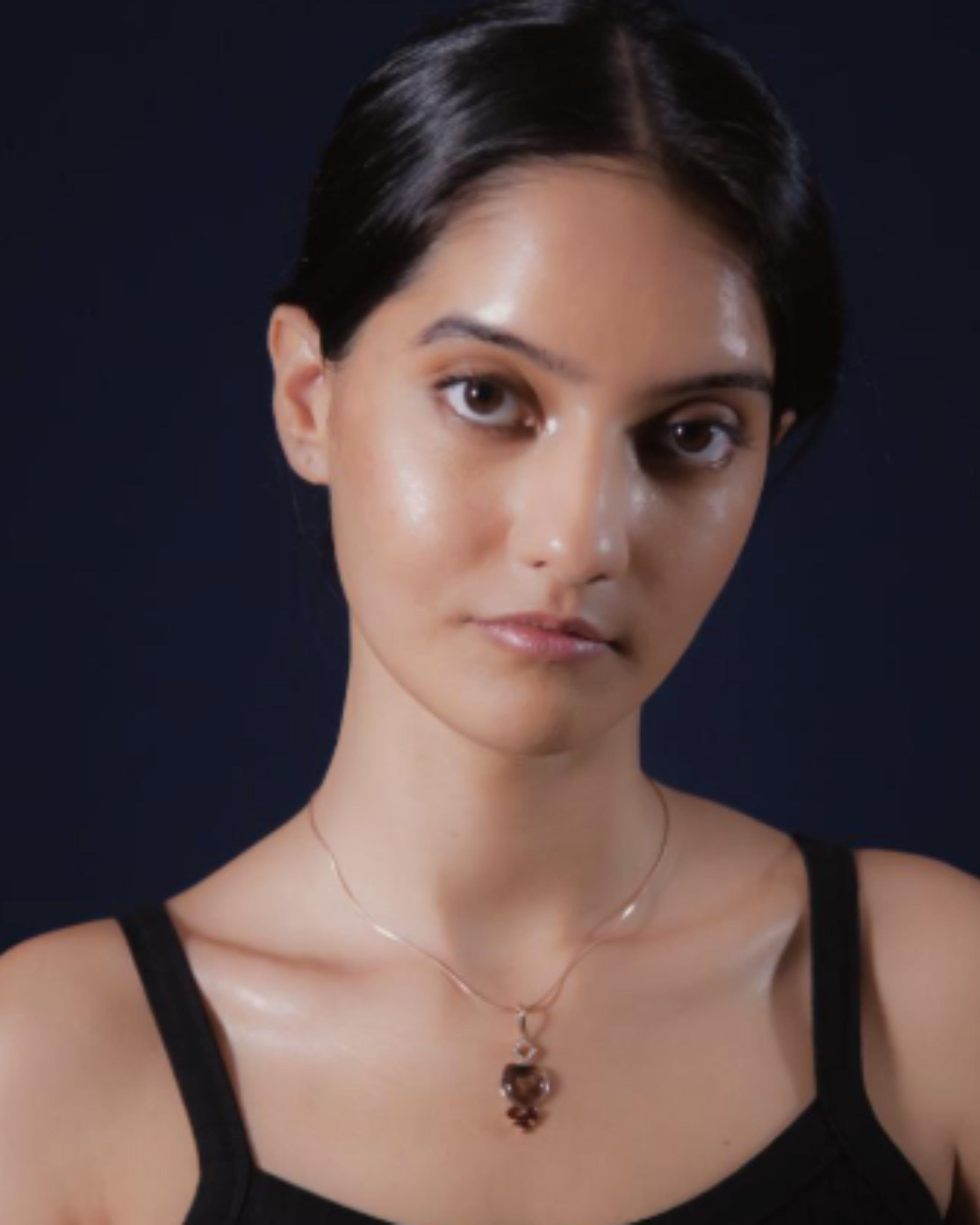 Romantic Smoky Quartz Heart & Garnet Necklace