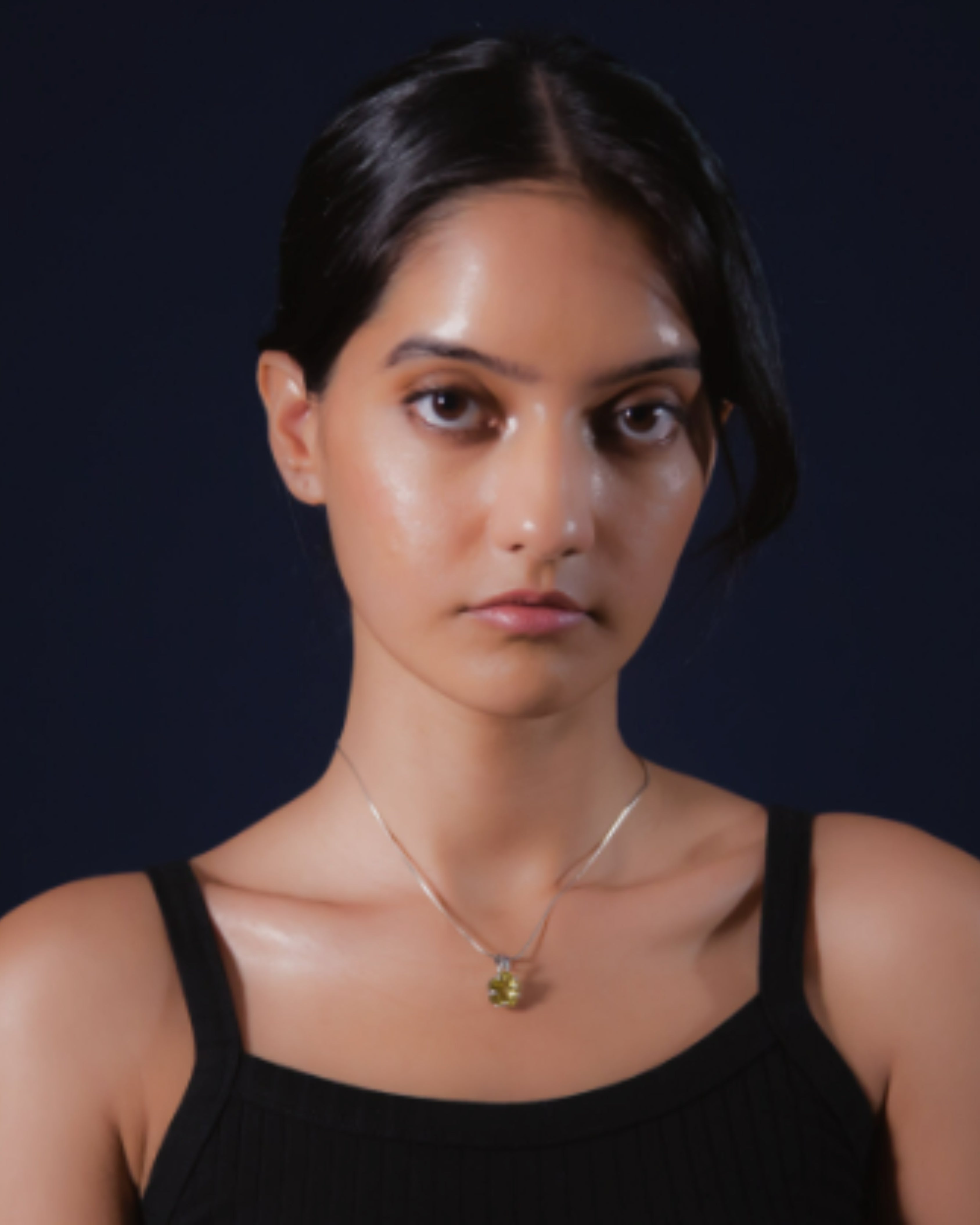 Sculptural Lemon Quartz Flower Silver Necklace
