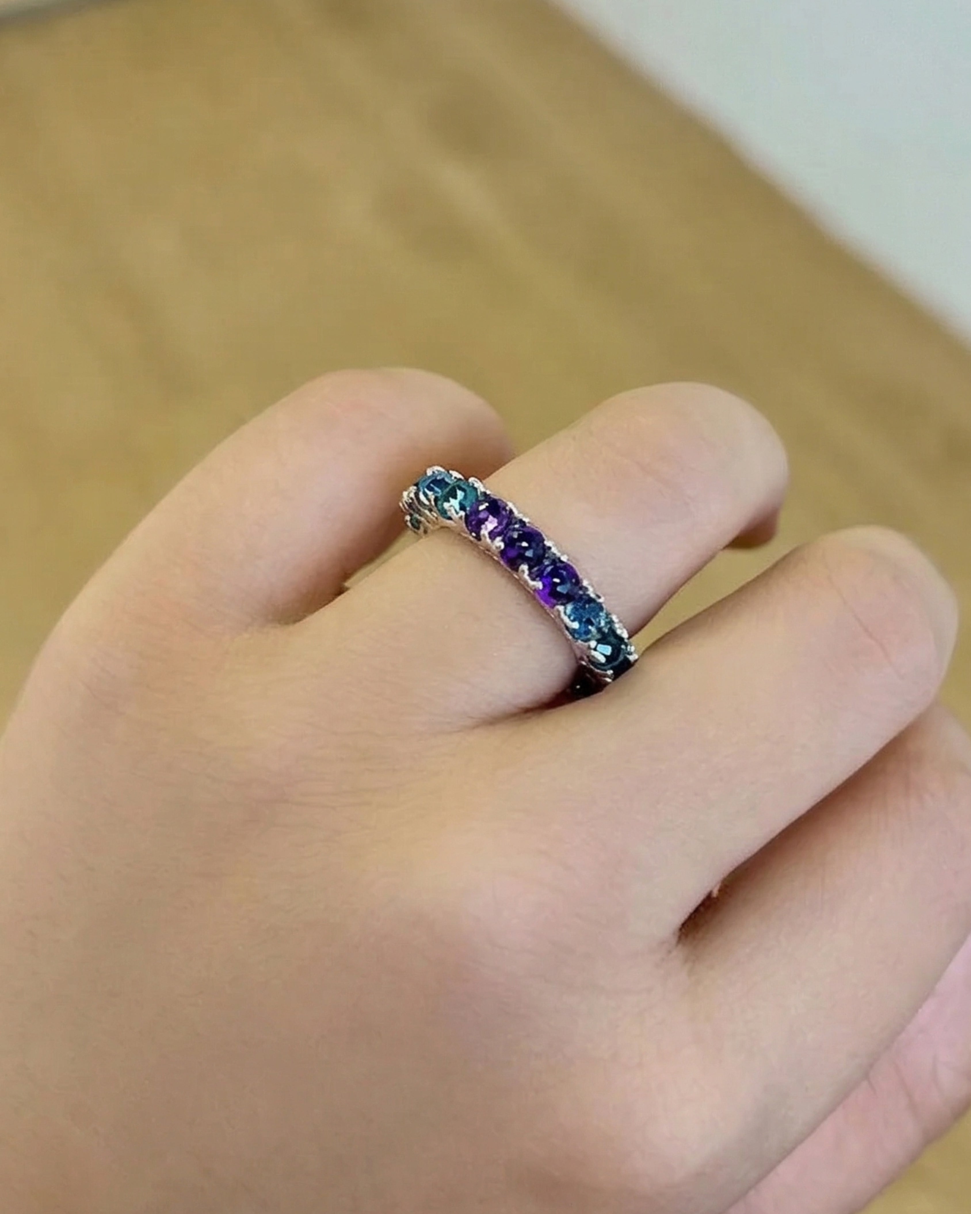 London Blue Topaz & Amethyst Eternity Band