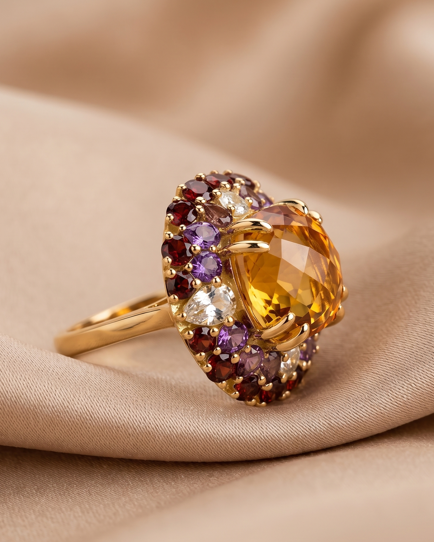 Multi-Gemstone Citrine Statement Ring