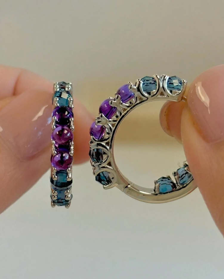 London Blue Topaz & Amethyst Eternity Earring